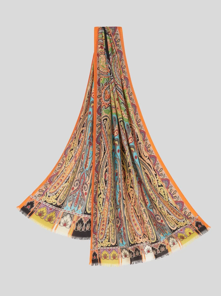 PAISLEY SILK AND CASHMERE SCARF - 1