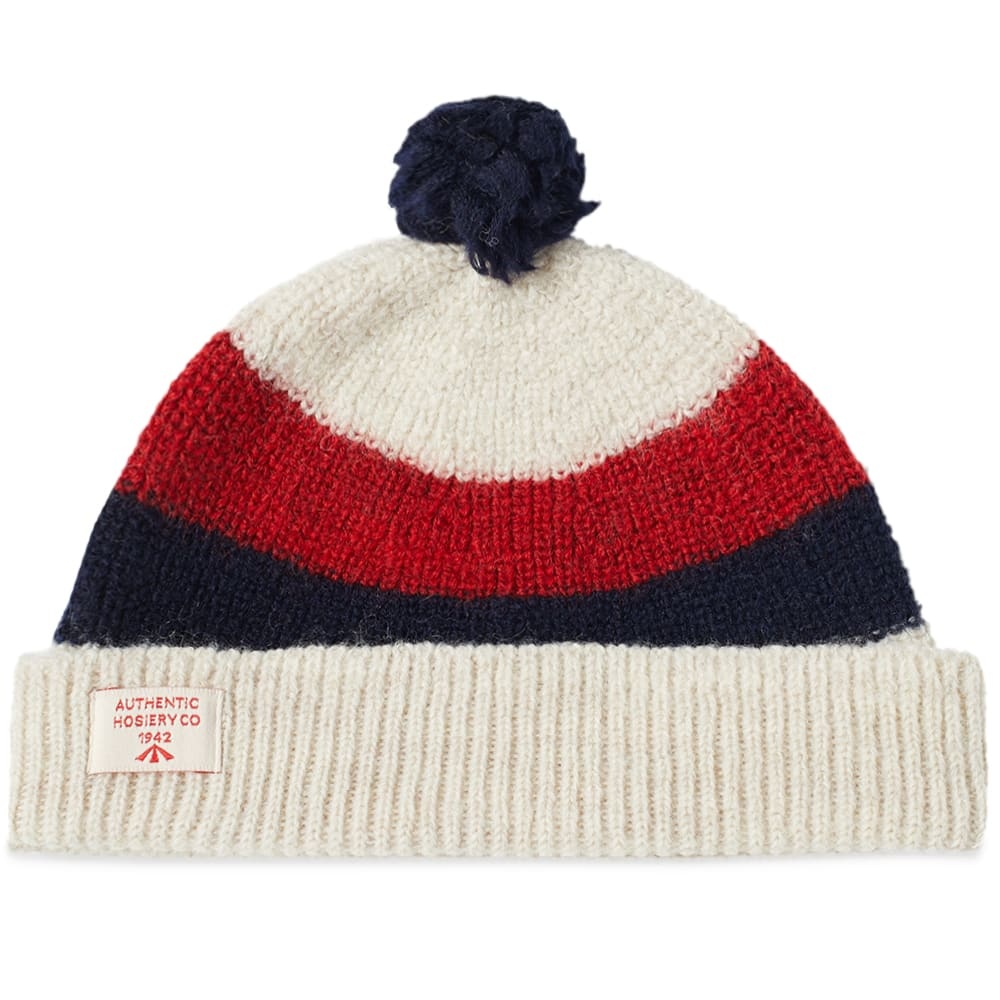 Nigel Cabourn Striped Pom Pom Beanie - 1