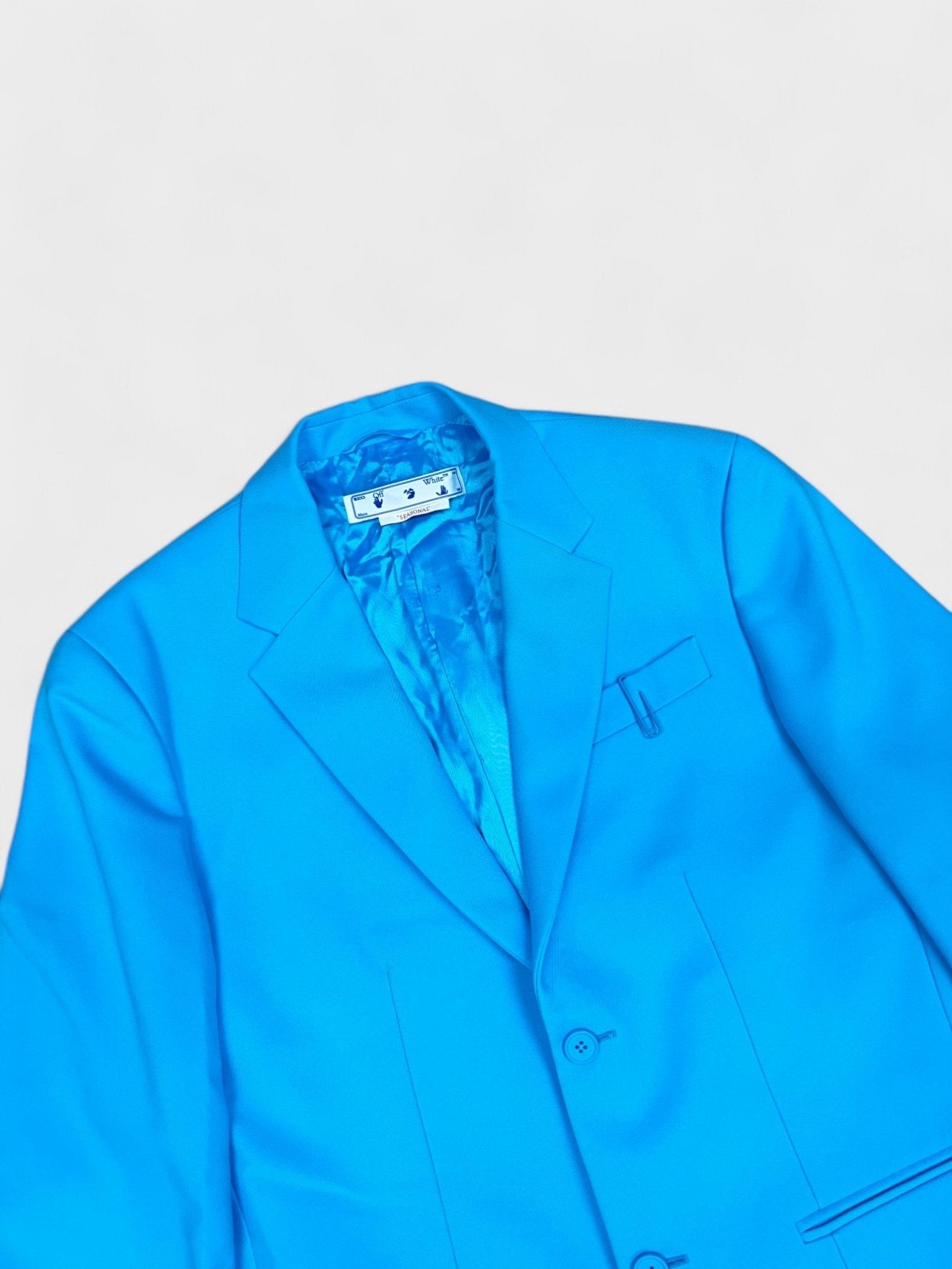 Off White Double Pap 2 Button Drill Relax Cyan Blue - 3