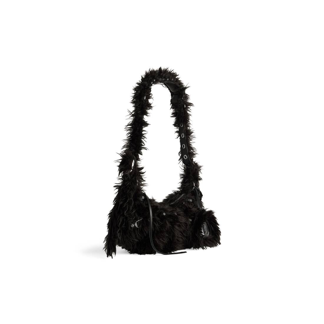 Women's Le Cagole Xs Shoulder Bag Fake Fur in Black - 4