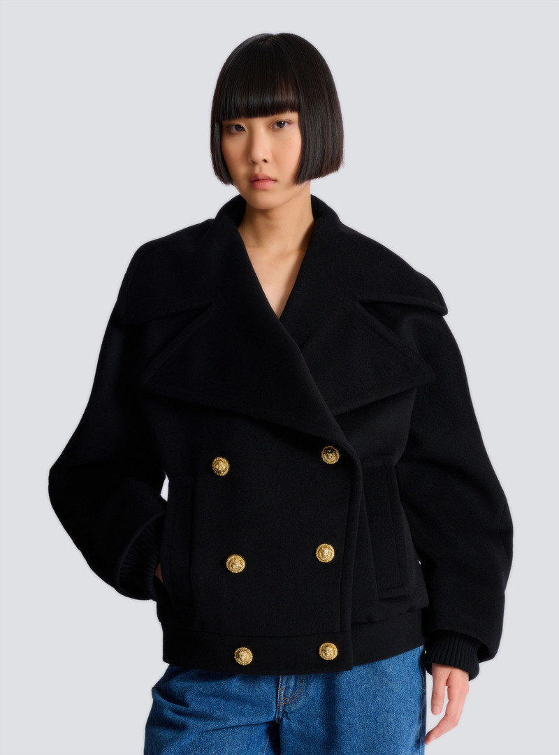 Wool 4-buttons pea coat 6