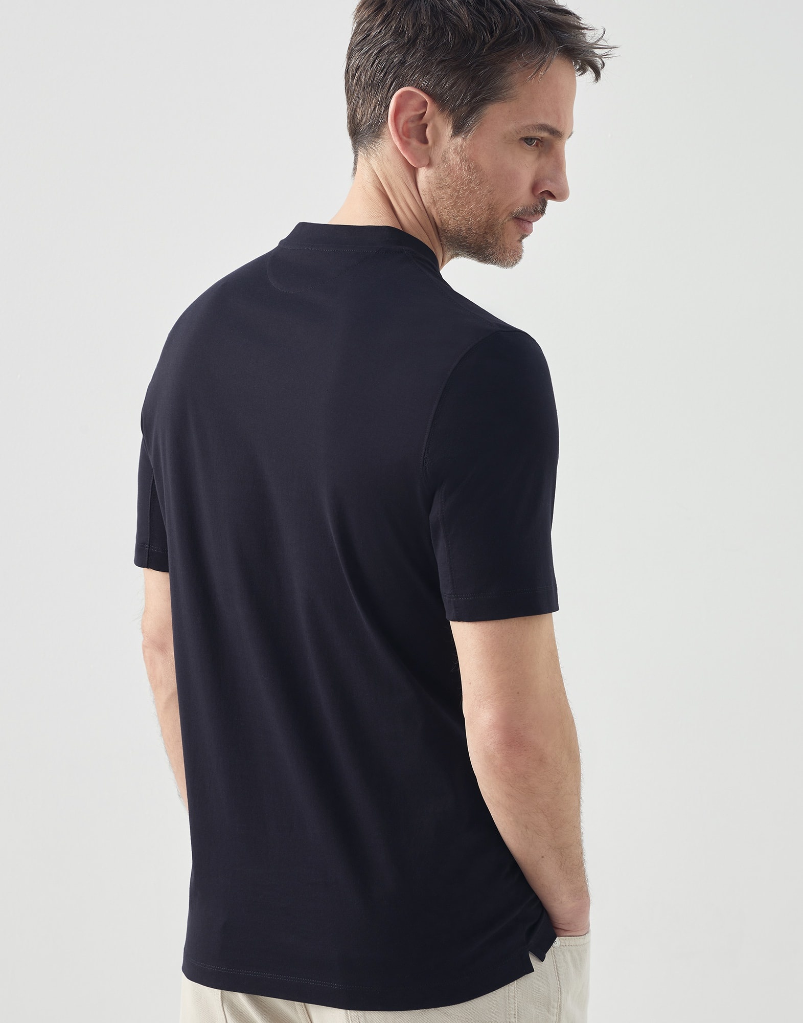 Cotton jersey slim fit T-shirt with V-neck - 2