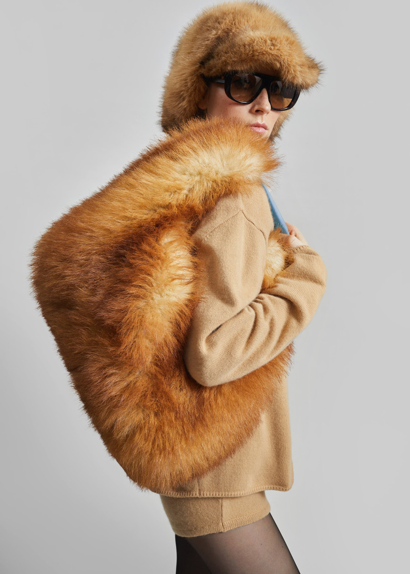 Freccia Faux Fur Aviator Hat - Beige/Brown 4
