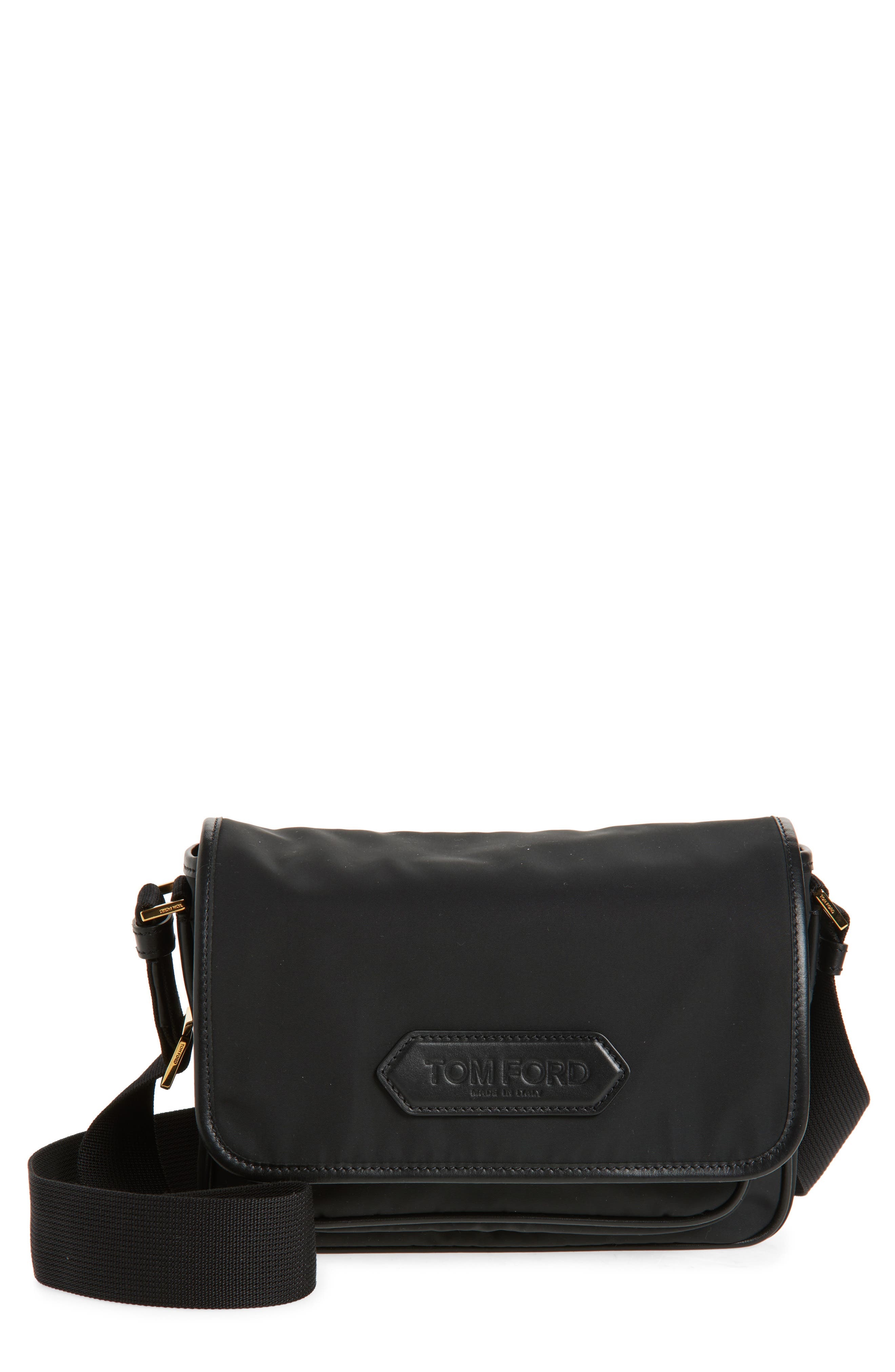 TOM FORD Recycled Nylon Messenger Bag in 1N001 Black at Nordstrom - 1