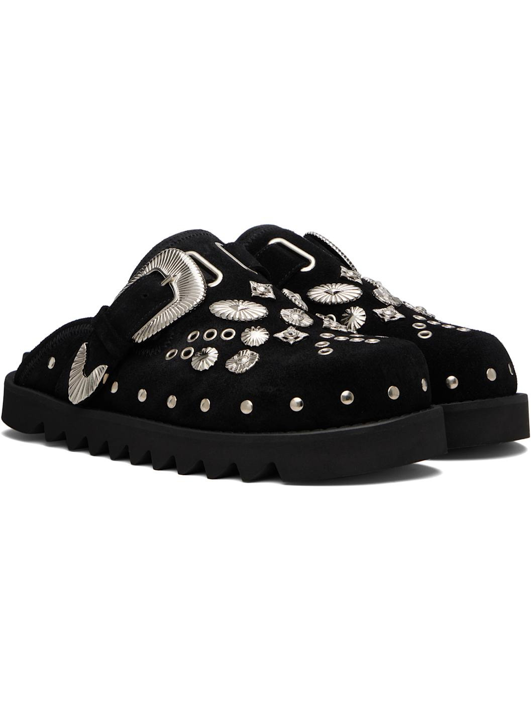 SSENSE Exclusive Black Eyelet Metal Sabot Loafers - 4