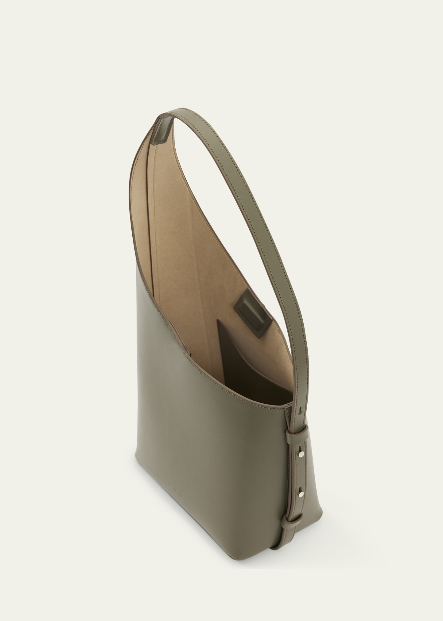 Demi Lune Calfskin Leather Bucket Bag - 4