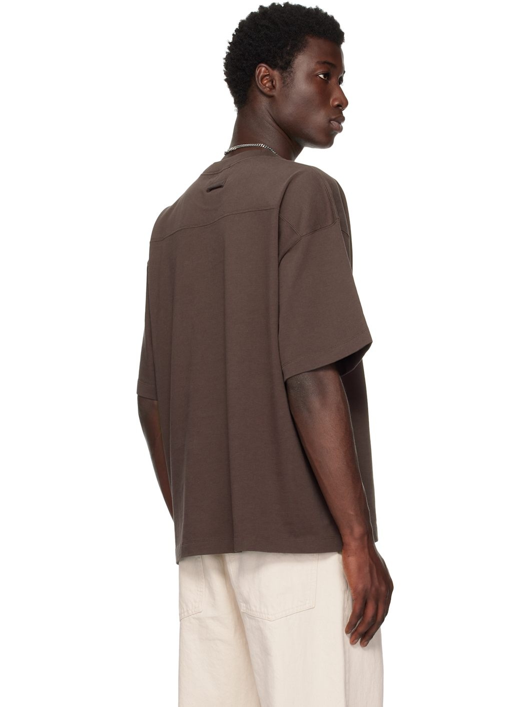 Brown Printed Wood Oversized T-shirt - 3