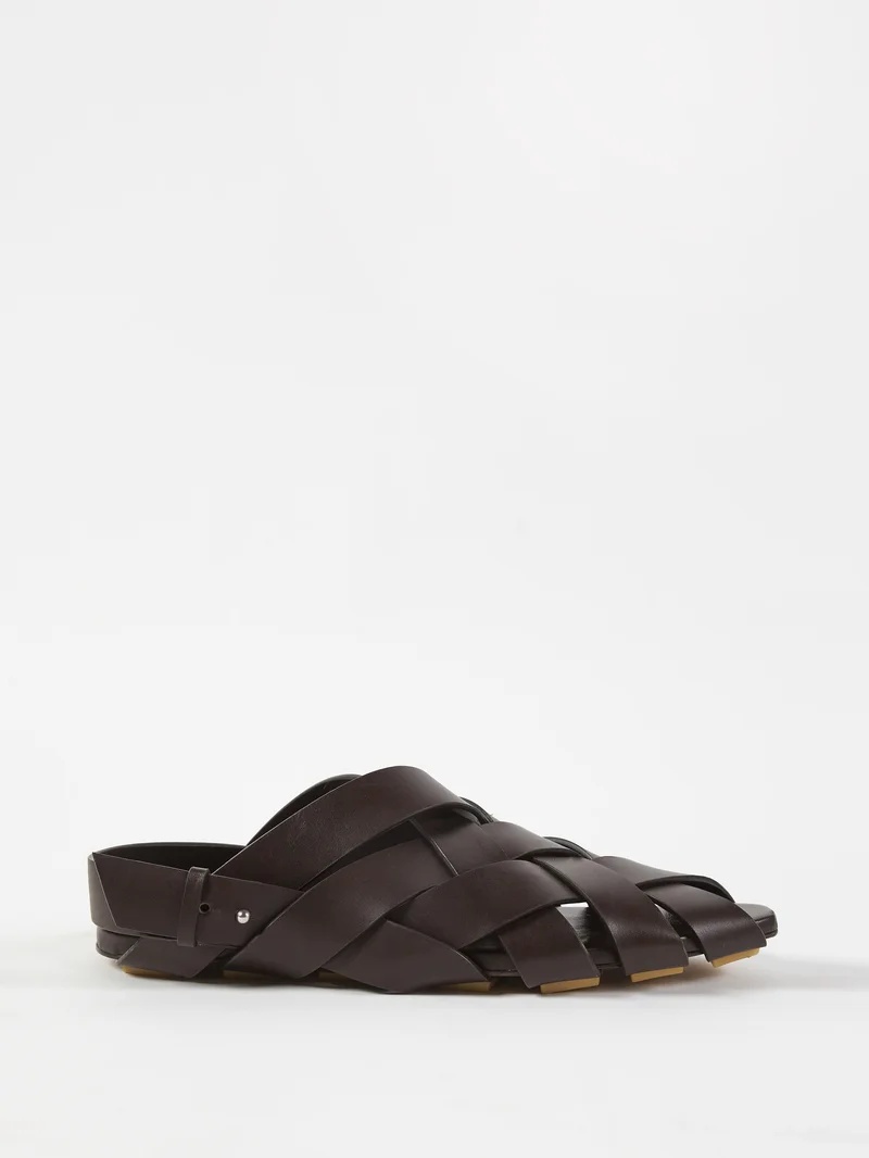 Intrecciato-woven leather slippers - 2