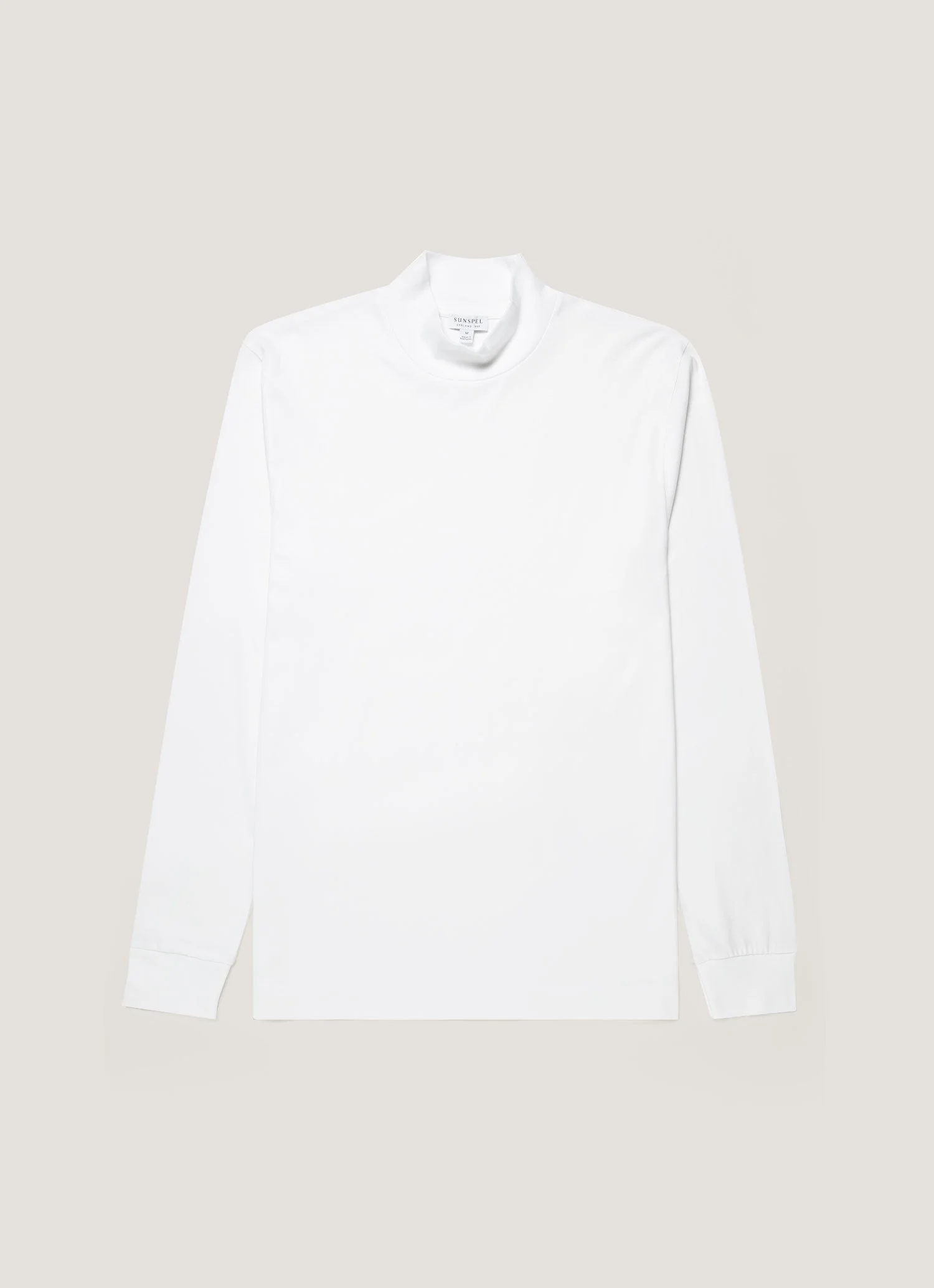 Long Sleeve Brushed Cotton Mock Neck T‑shirt - 1