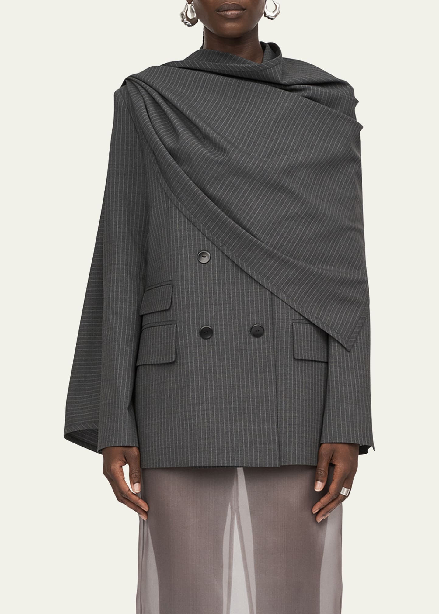 Cloak Double-Breasted Wool Blazer - 4