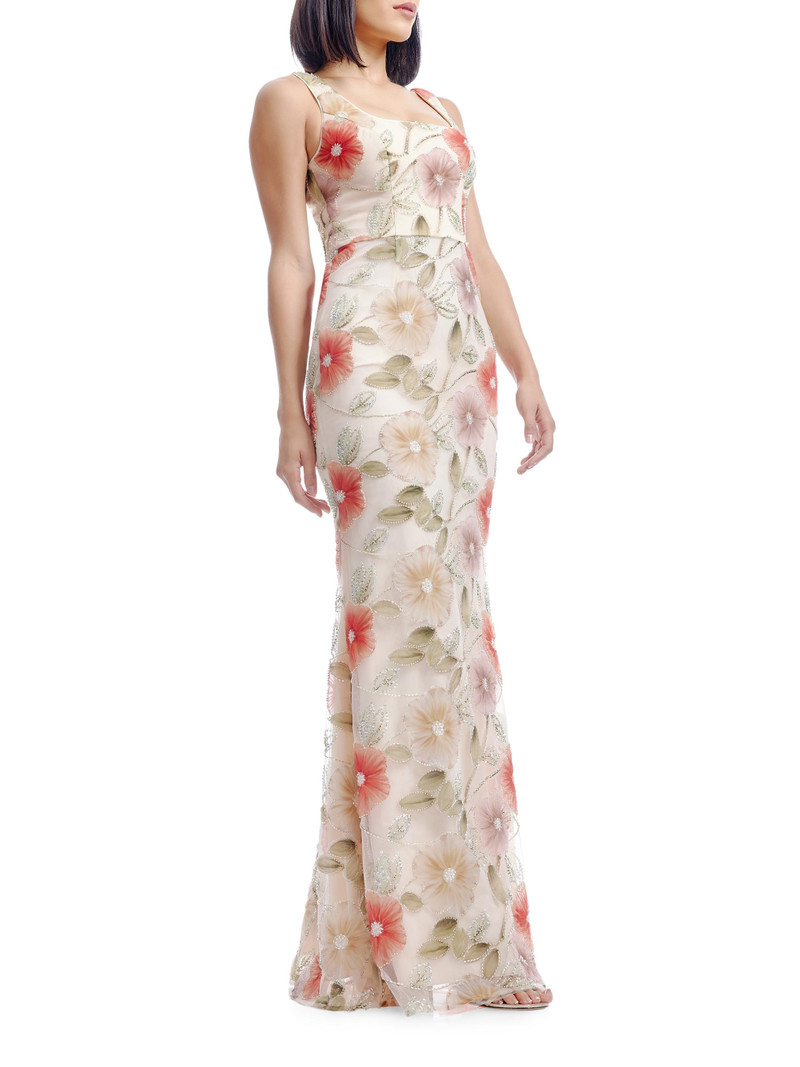 Women's Tyra Embellished Floral Sleeveless Mermaid Gown - Champagne Multi 3