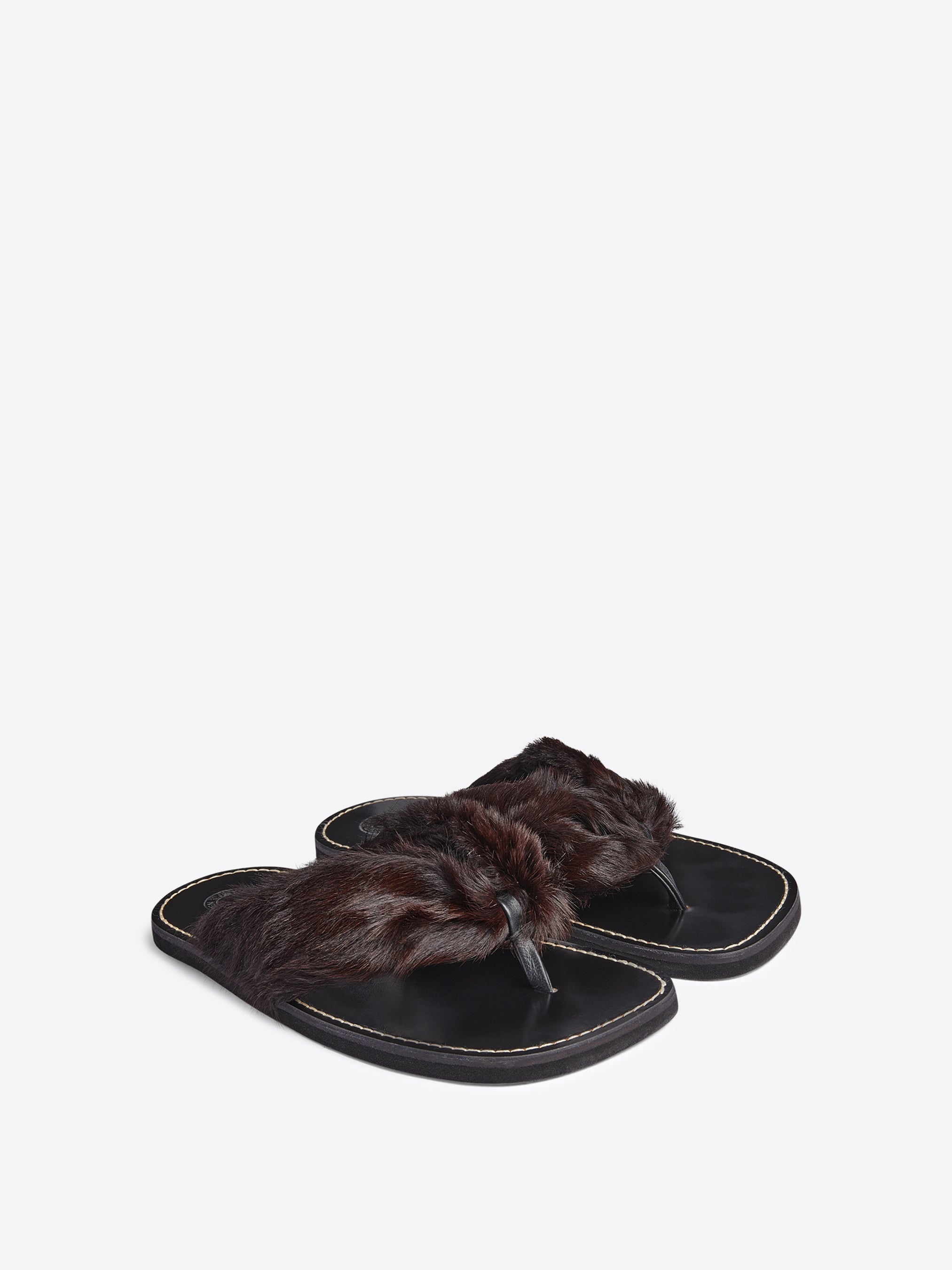 SANDALS IN LEATHER-TRIMMED CALF HAIR - 4