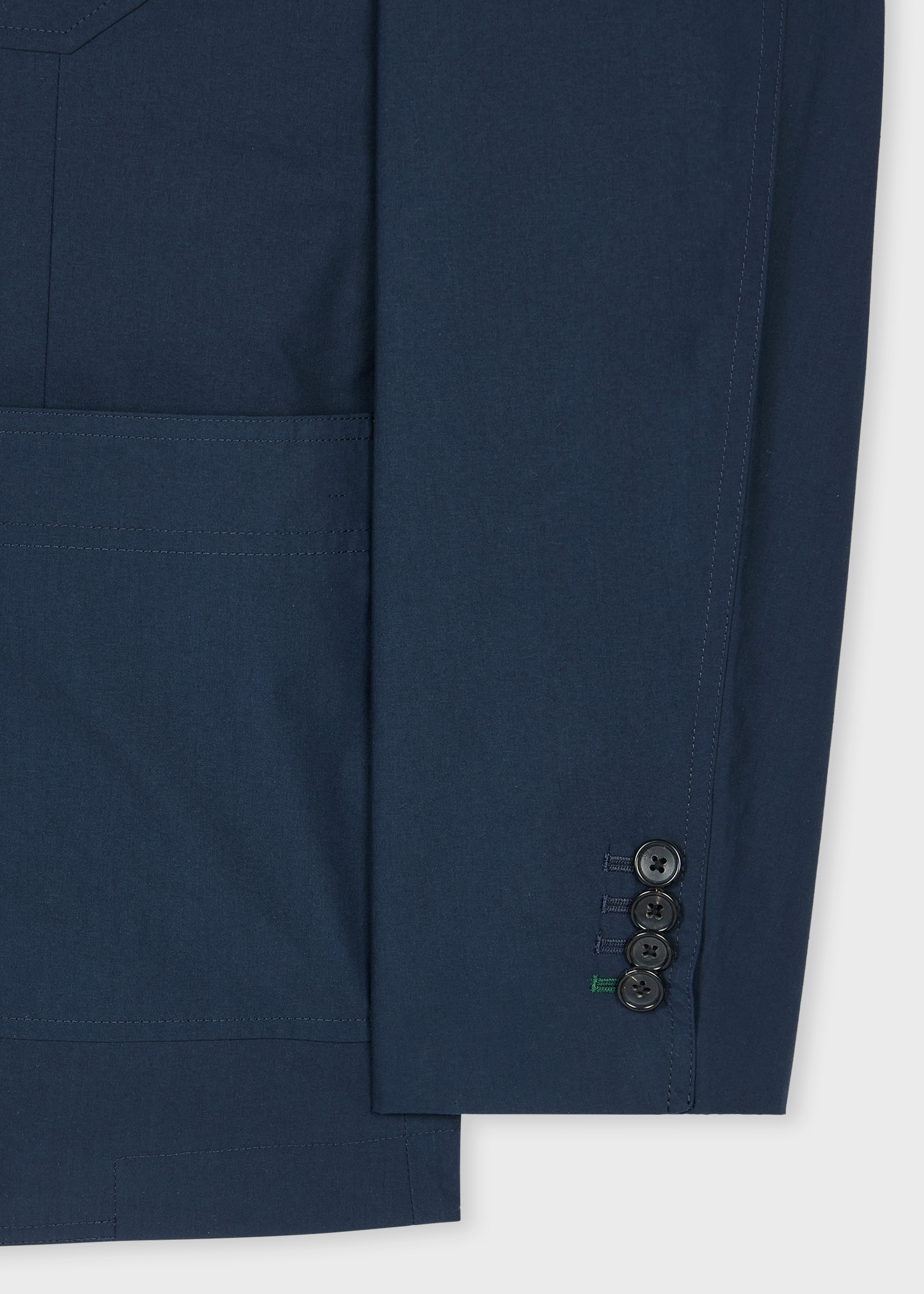 Navy Blue Cotton-Blend Two Button Blazer - 3