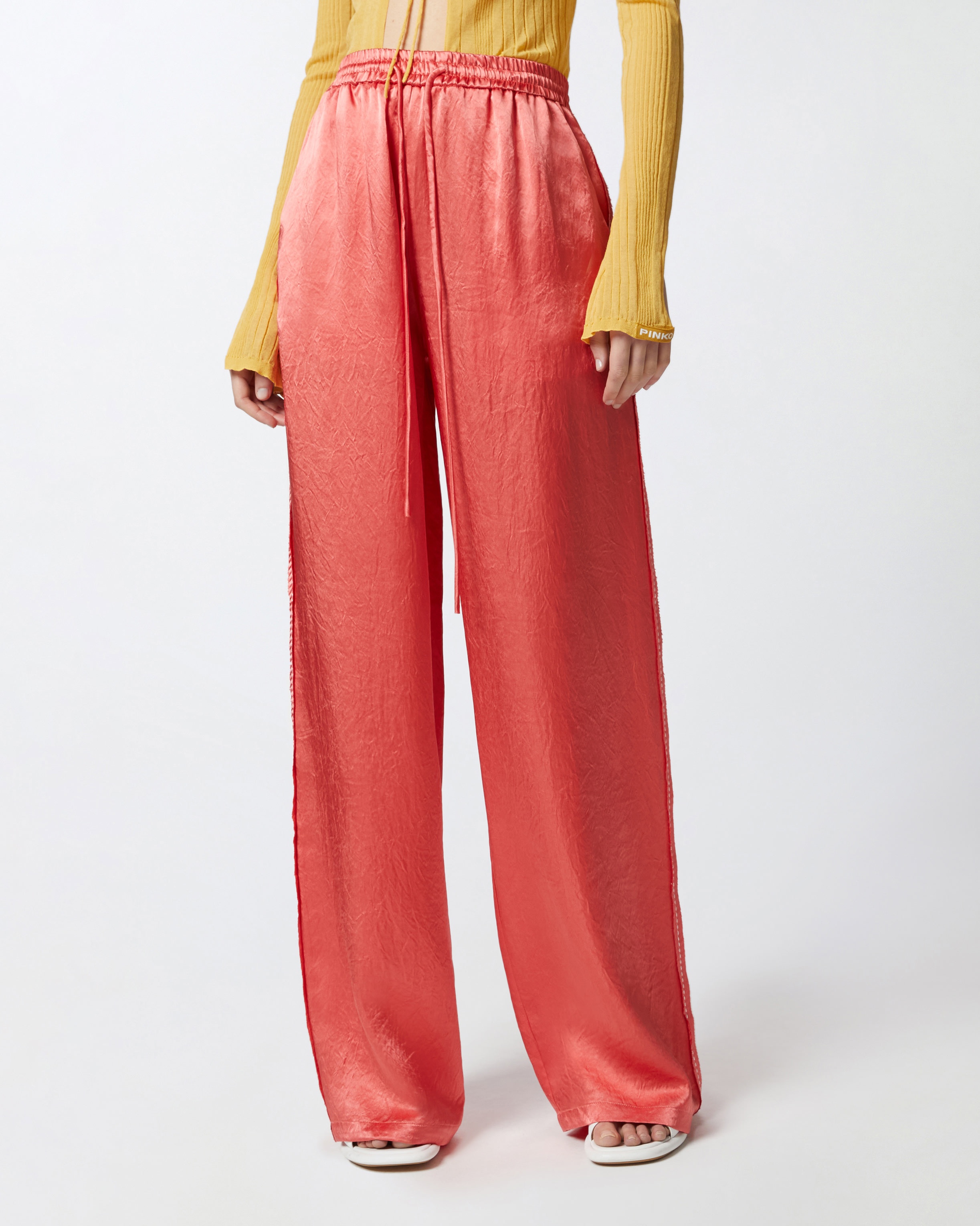 PYJAMA-STYLE PALAZZO TROUSERS IN SATIN - 3