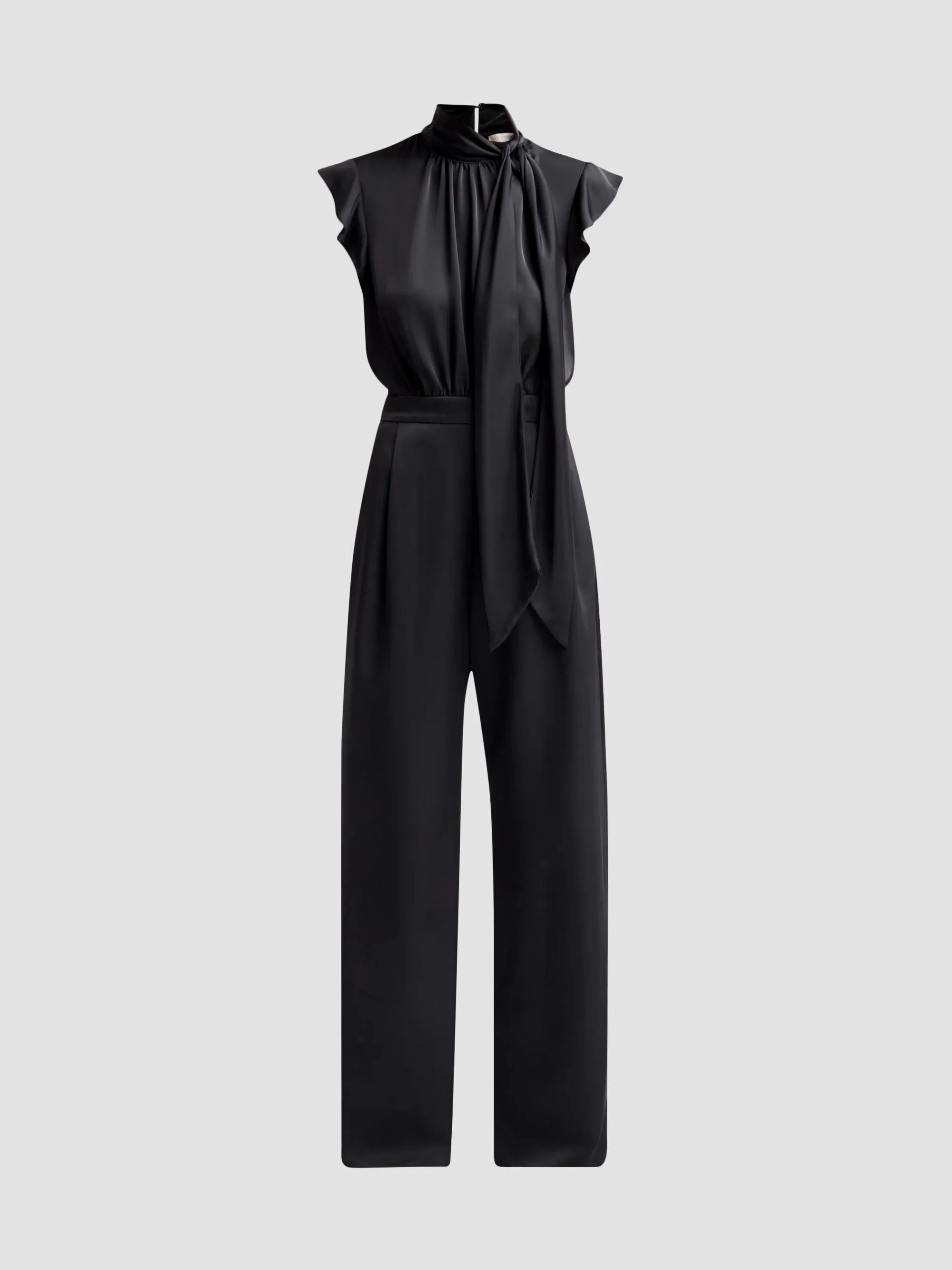 Women's Irene Satin Tieneck Draped Jumpsuit - Black - 1