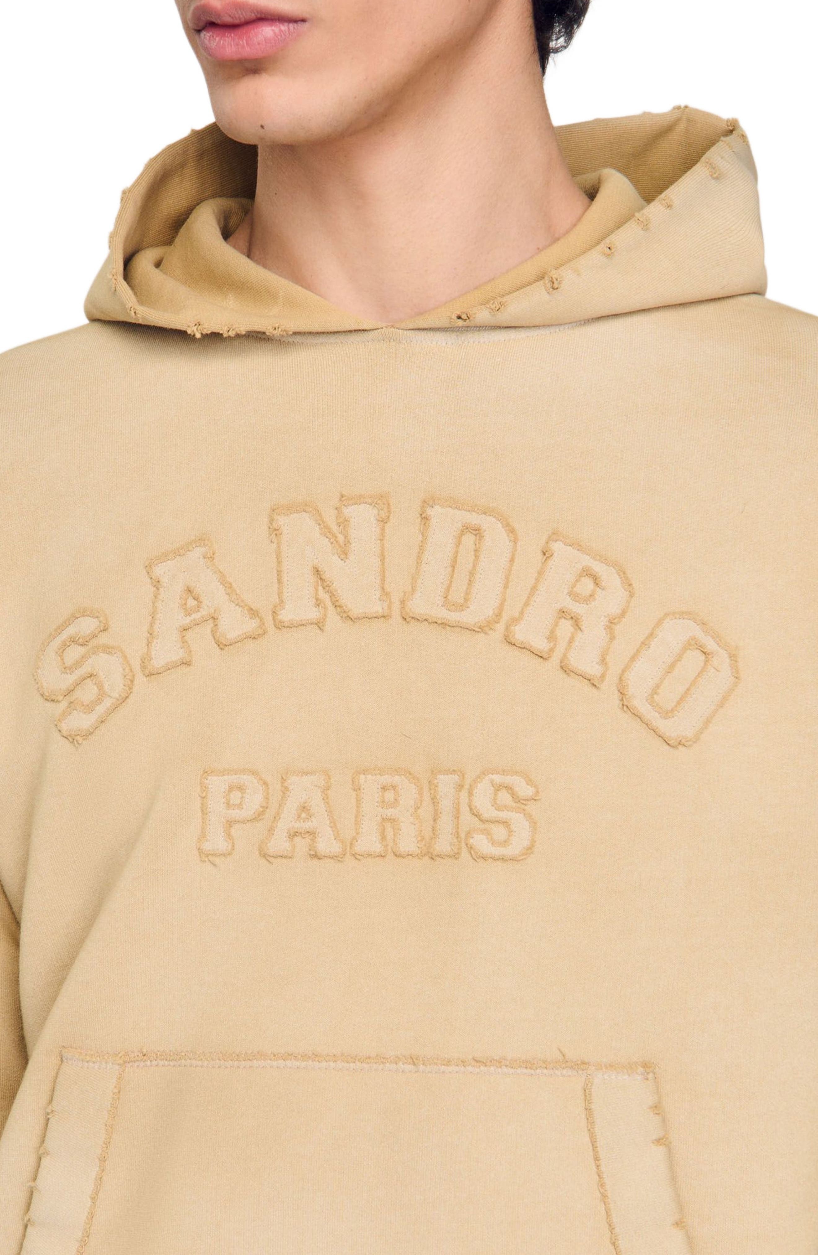 SANDRO Patch Hoodie in Sand. at Nordstrom - 4