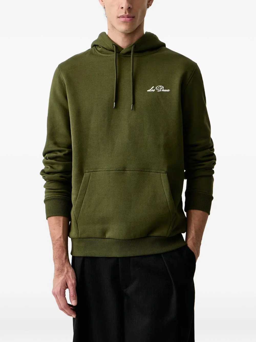 logo-embroidered drawstring hoodie - 1