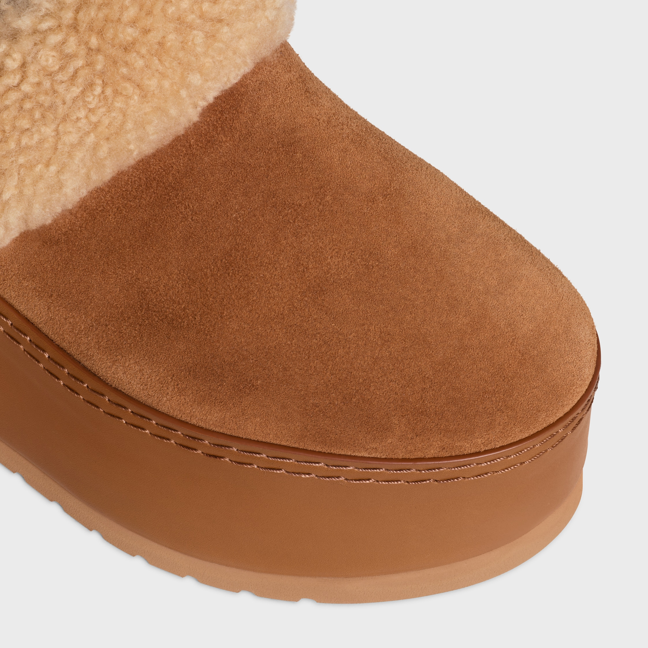 CELINE DANA WEDGE MULE in SUEDE CALFSKIN AND SHEARLING - 4