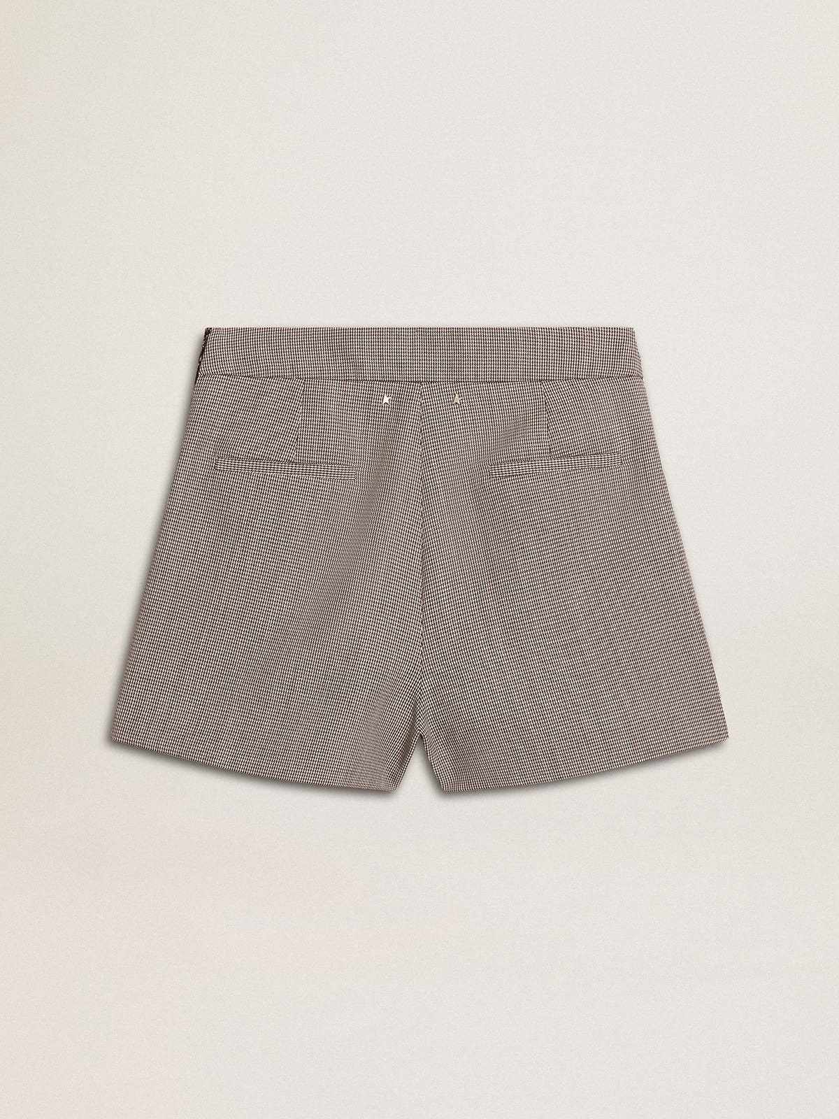 Women's gray mini shorts in houndstooth wool - 6