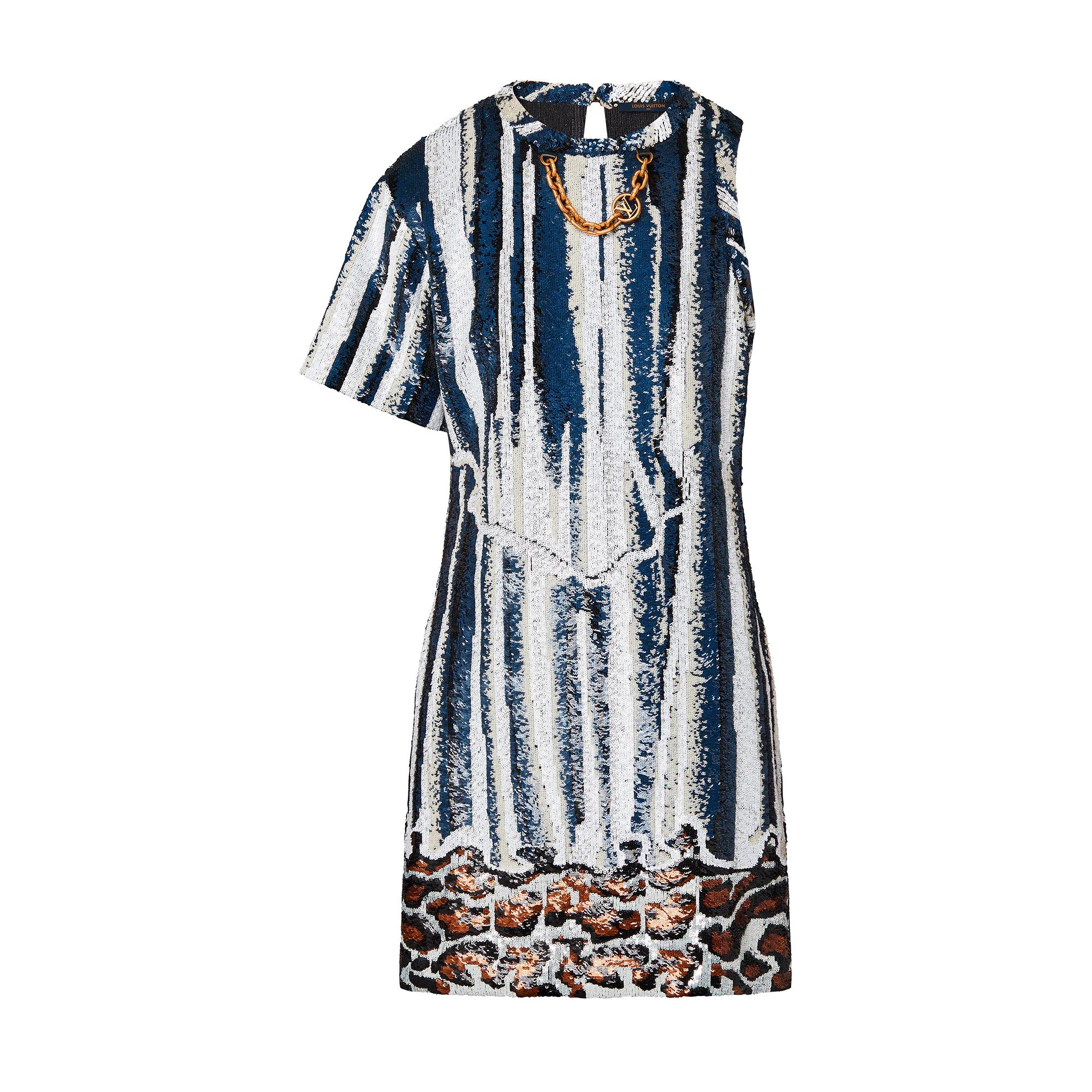 Animal Sequin Asymmetrical T-Shirt Dress - 1