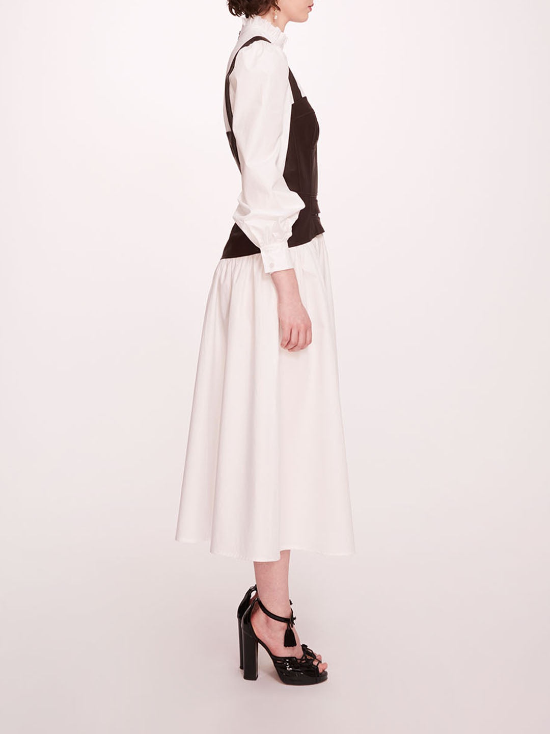 FAUX LEATHER POPLIN CORSET DRESS - 3