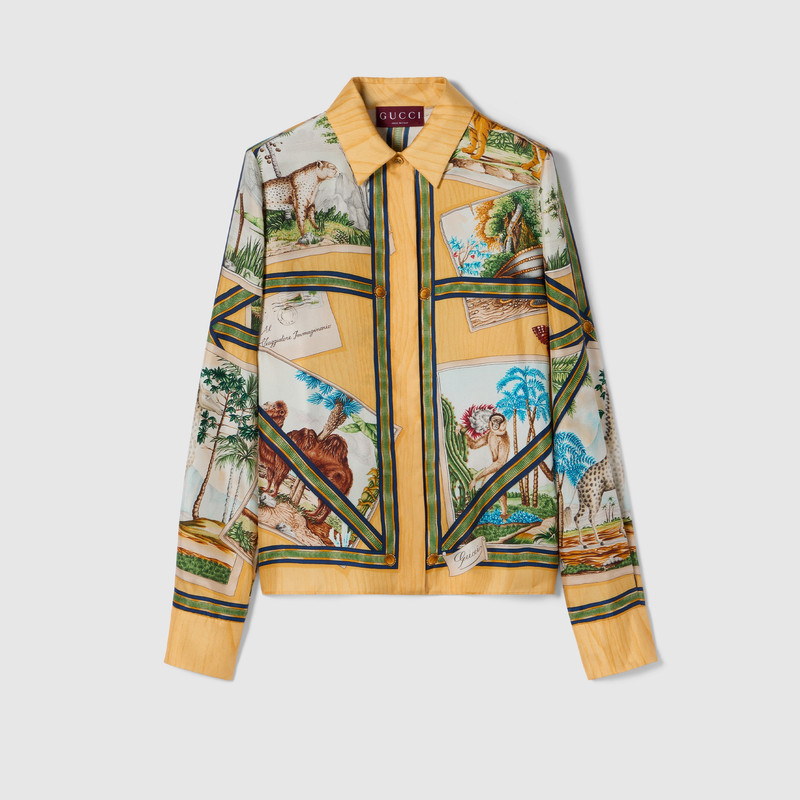 GUCCI Printed silk twill shirt outlook