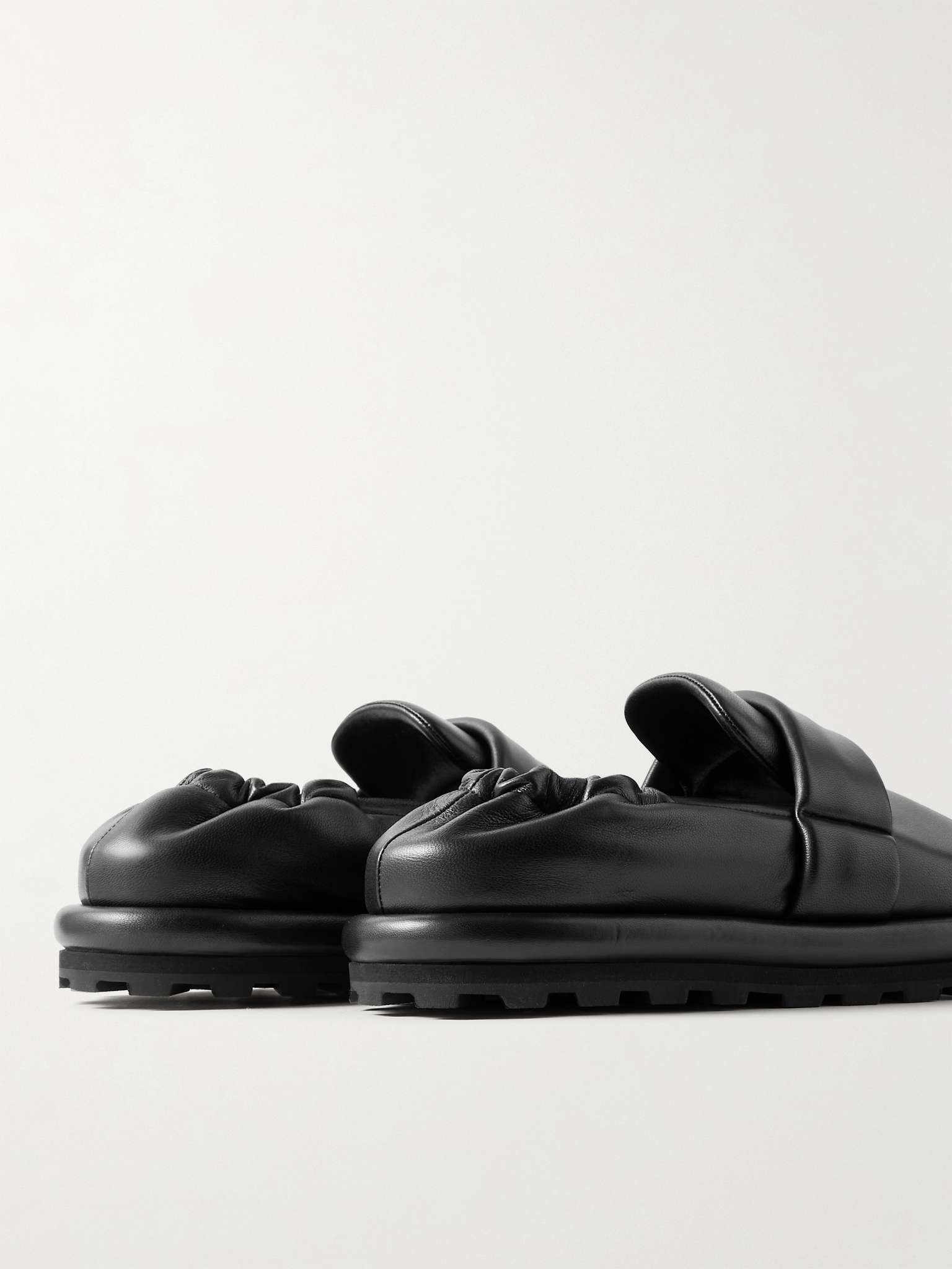 Puffy Padded Leather Mules - 5