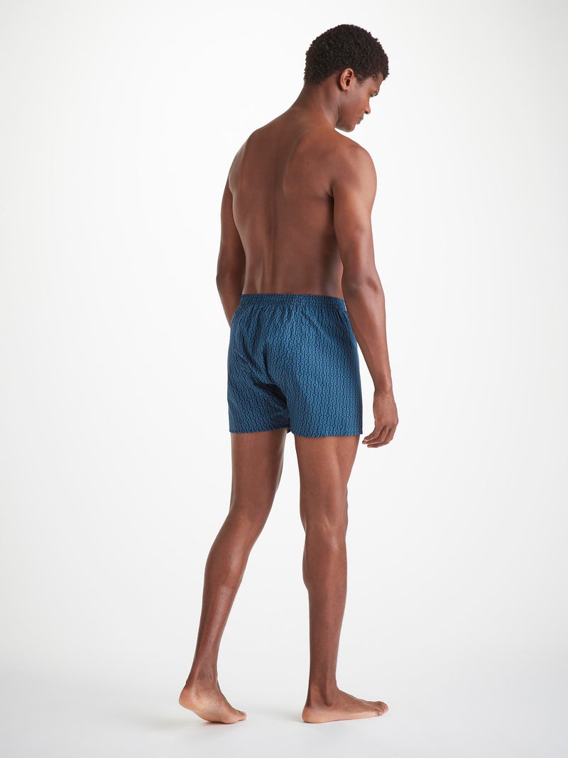Men's Classic Fit Boxers Cotton Batiste Navy Rope Print - 4