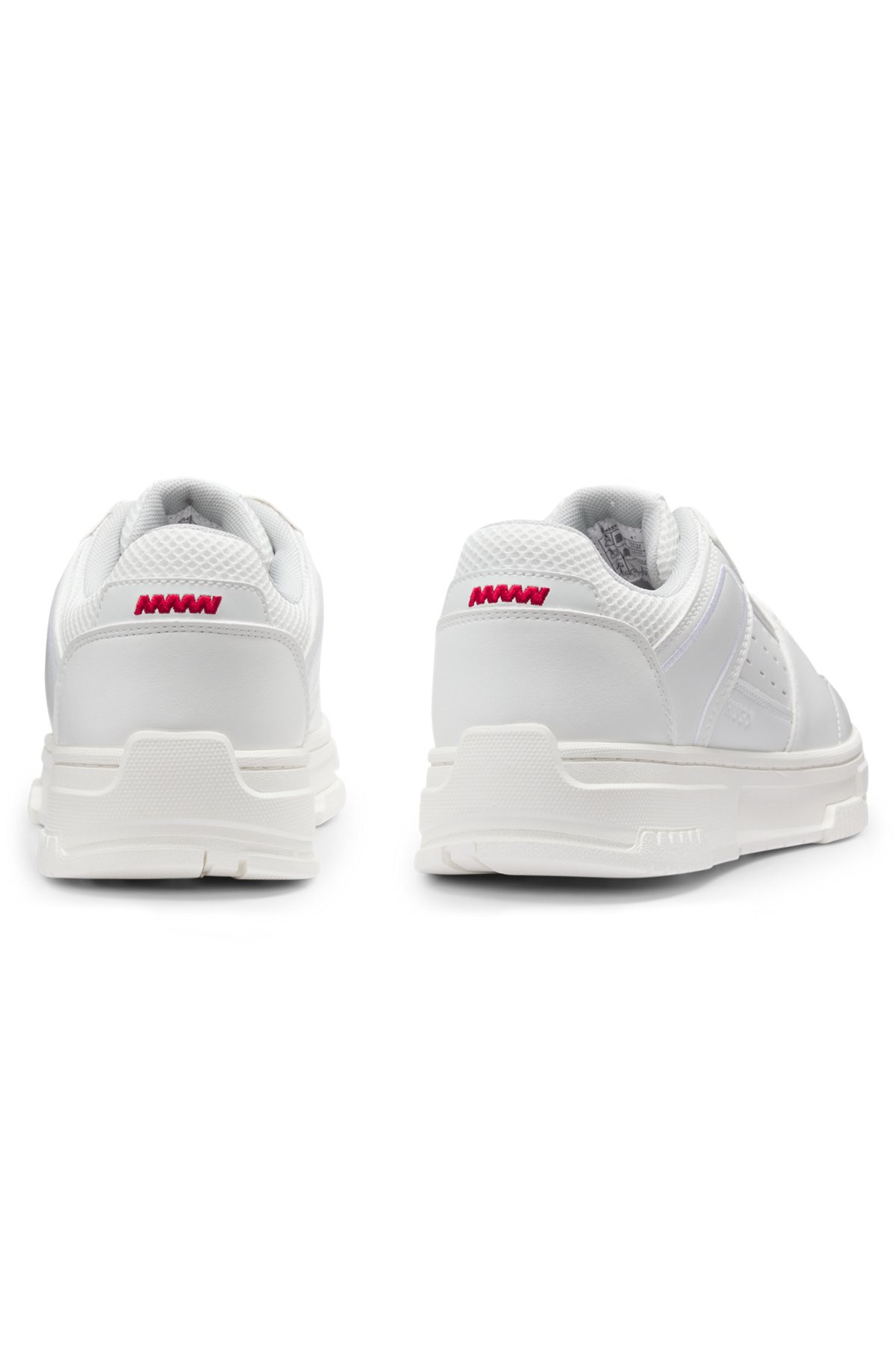 FAUX-LEATHER TRAINERS WITH MESH TRIMS - 4