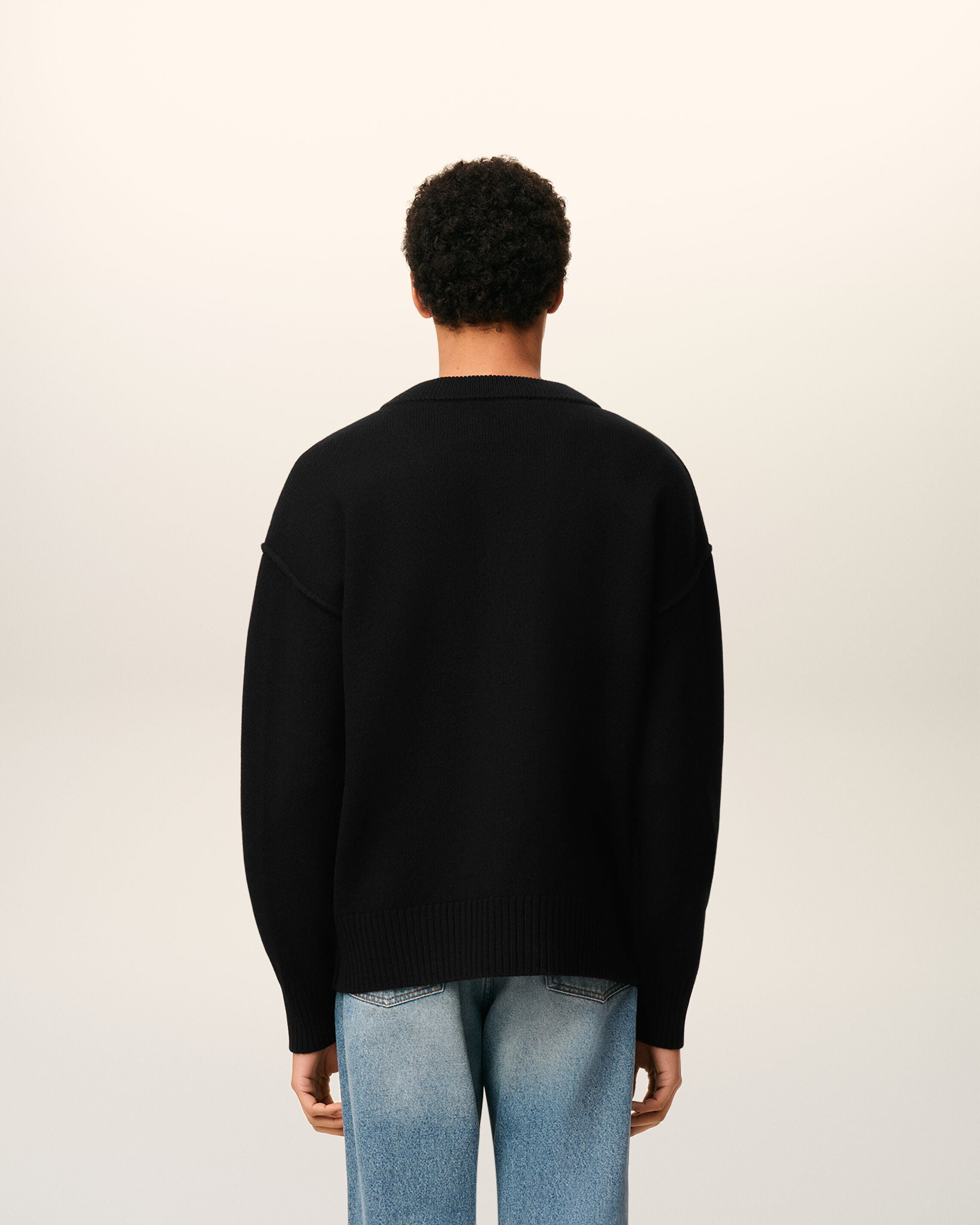 BLACK WOOL AMI DE COEUR CARDIGAN - 5