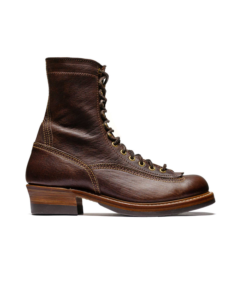 Donkey Puncher Boots 8" Ezo Shika Deerskin Burnt Dark Brown 1