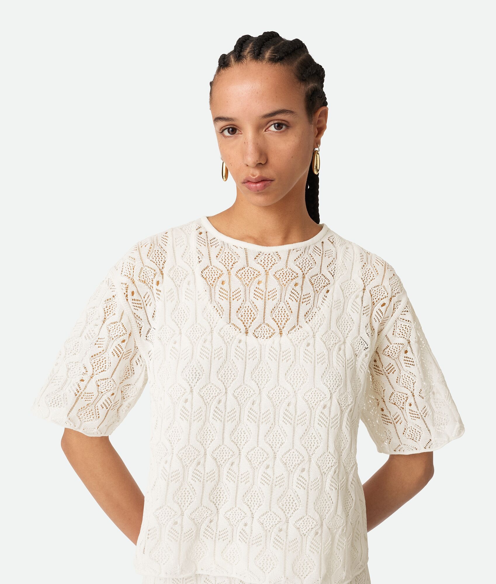 Cotton And Silk Fish Lace Top - 4