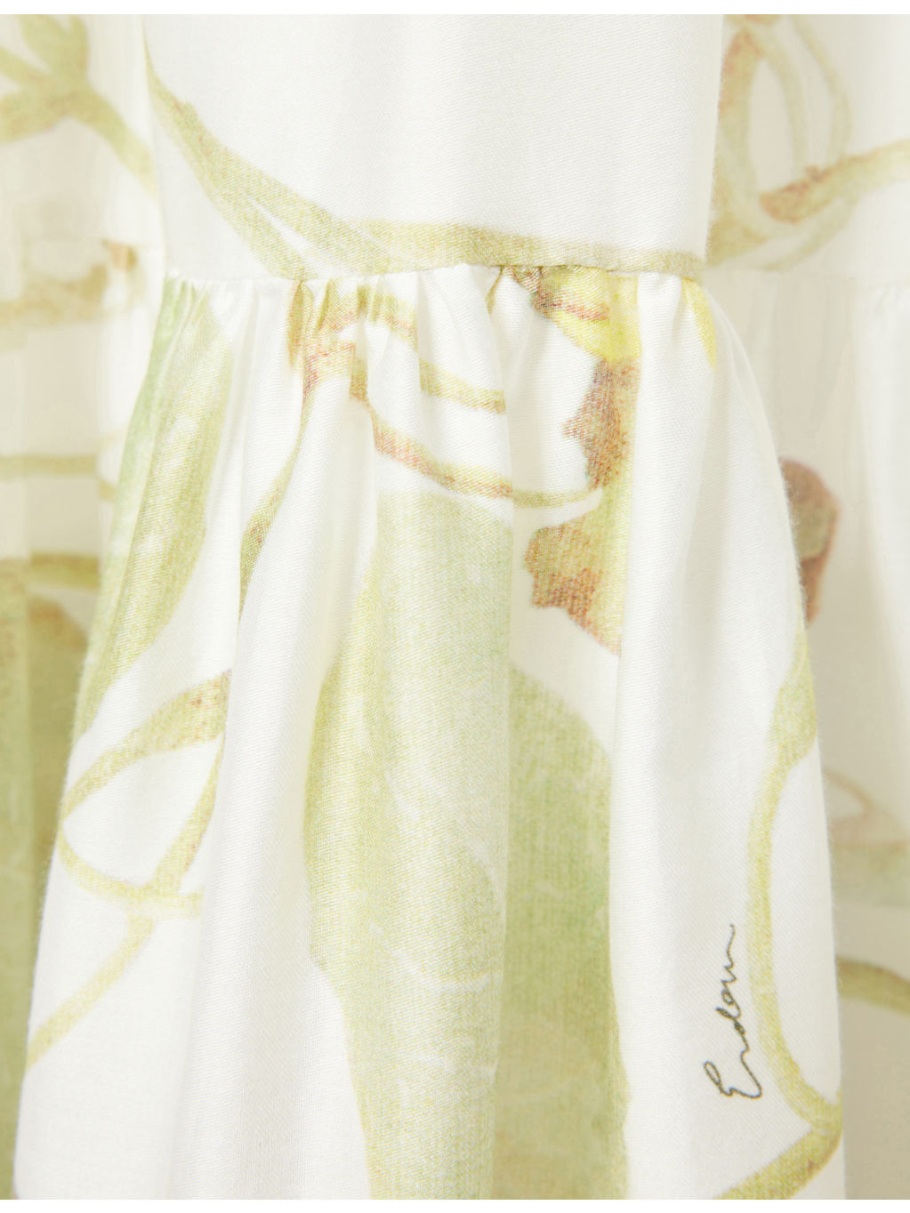 Leaf-Print Sleeveless Flared Cotton Midi Dress - 6