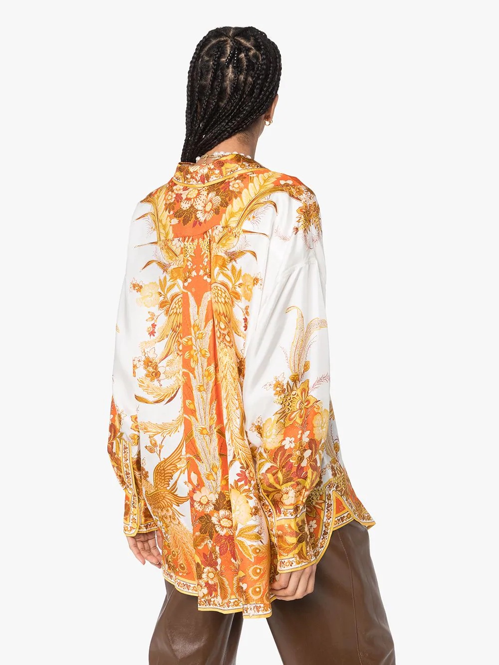 floral-print silk shirt - 3