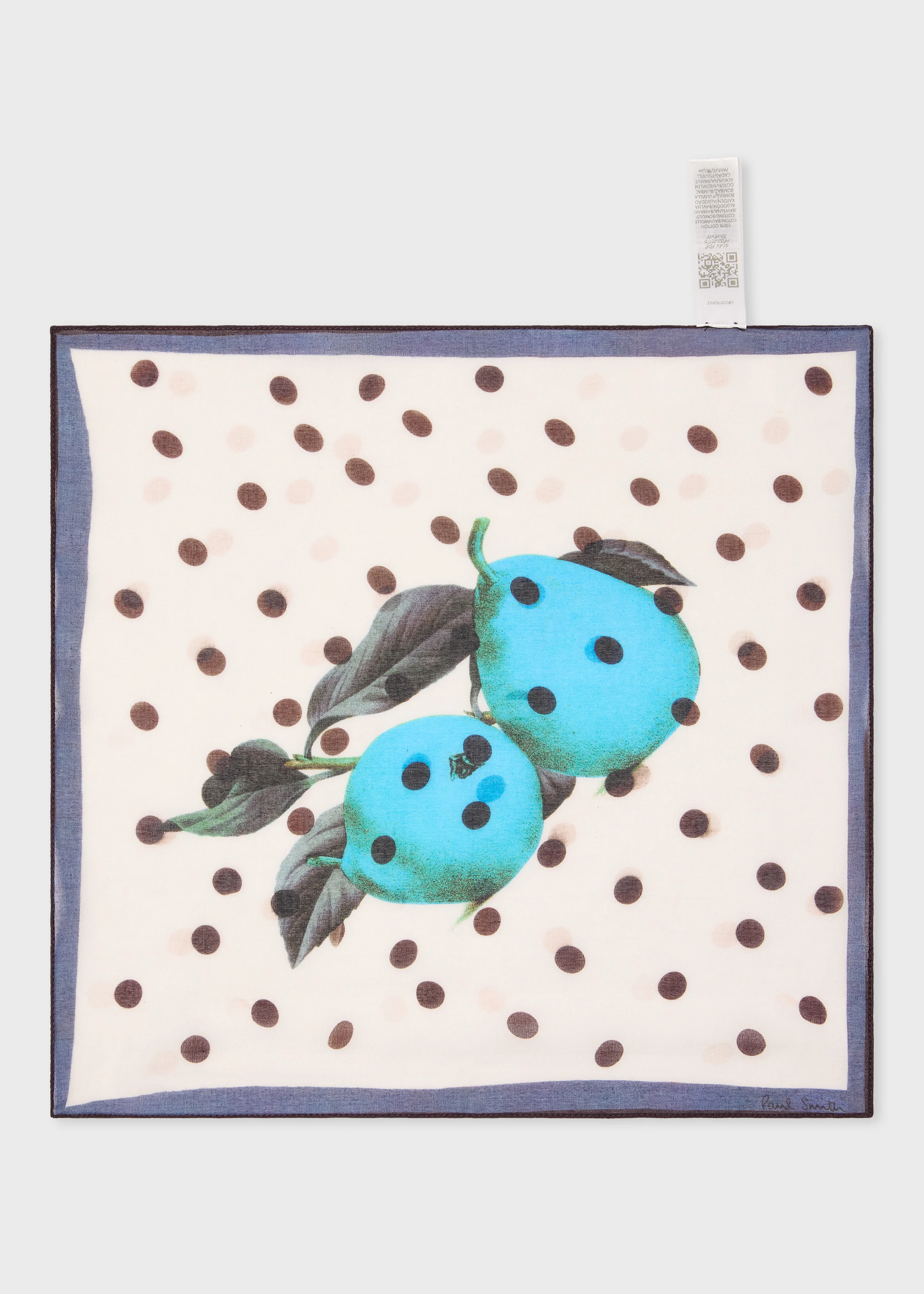 'Pears and Polka Dot' Cotton Pocket Square - 1