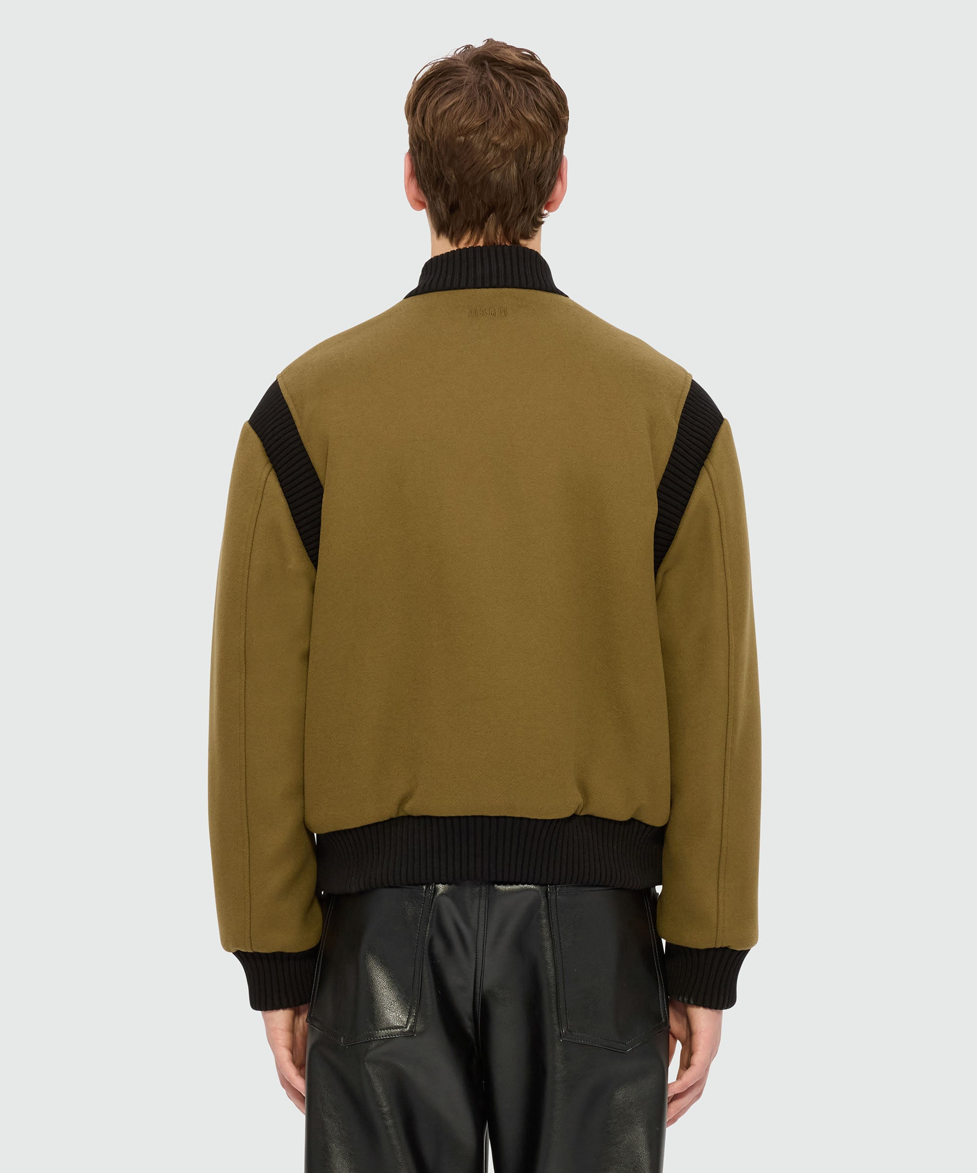 Olive green bomber jacket in wool cloth - 3