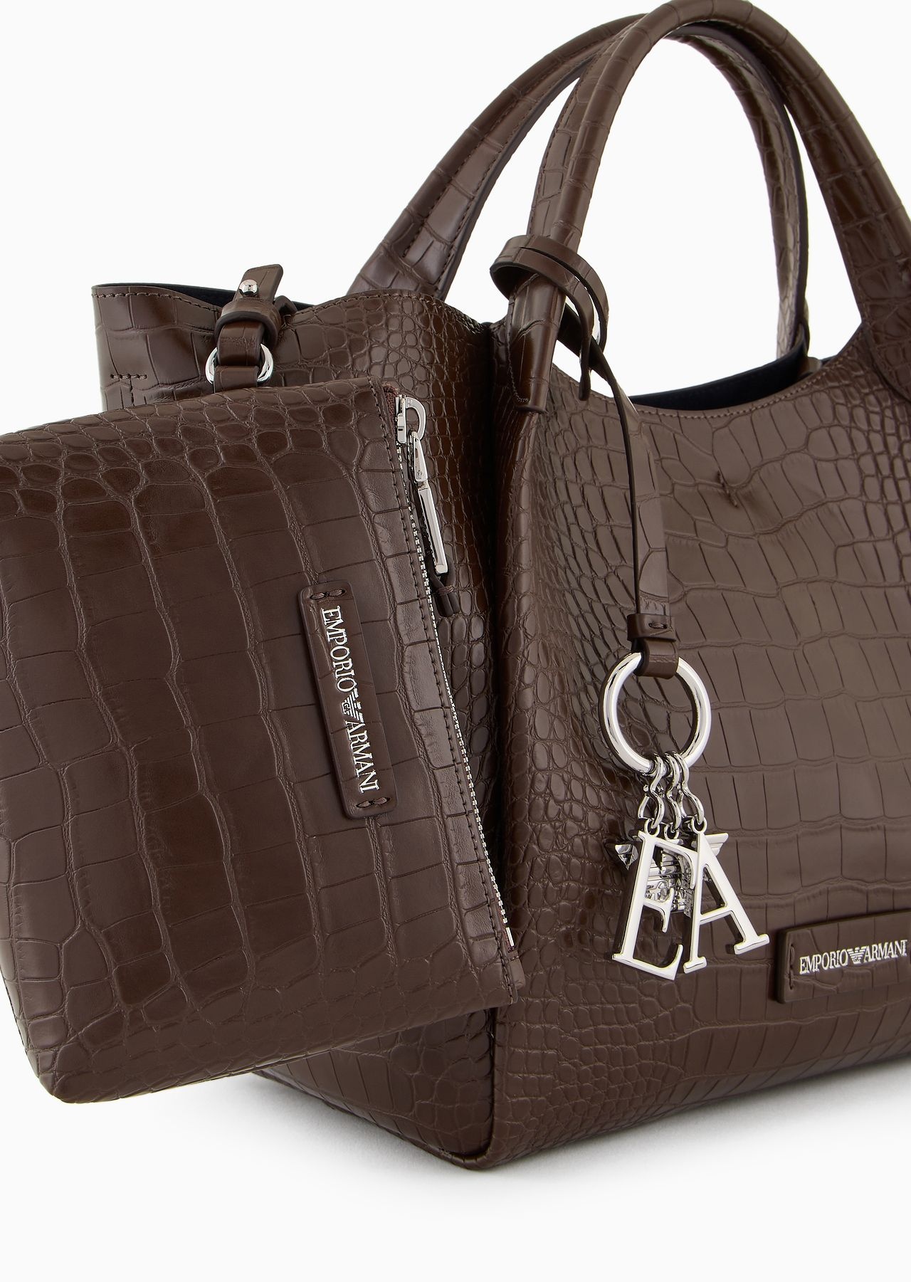 Shopper bag with mock-croc finish and logo charm - 6
