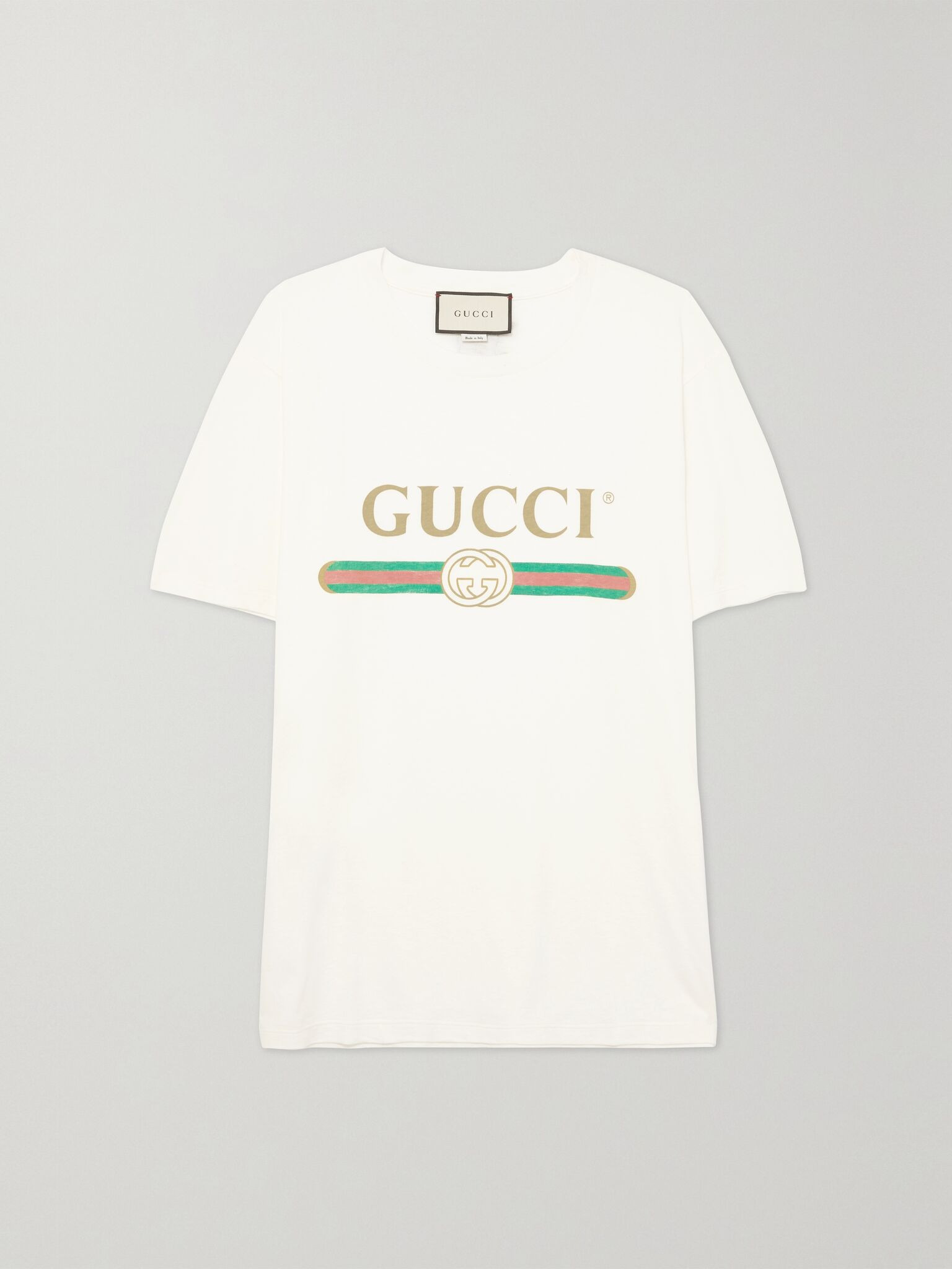 Oversized appliquéd printed cotton-jersey T-shirt White - 1