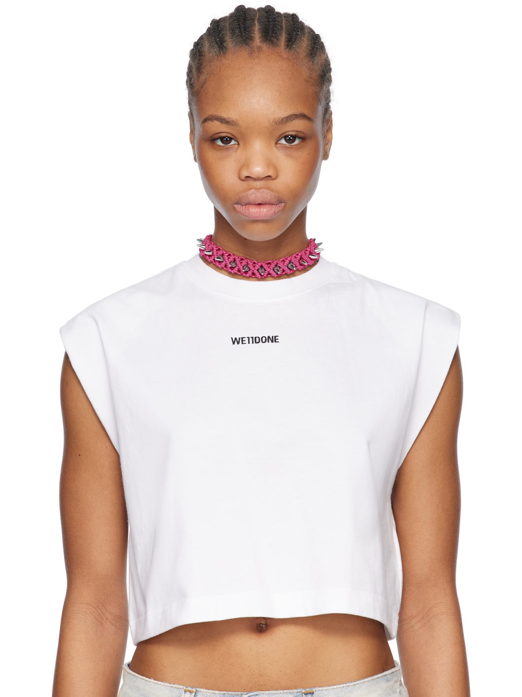 Pink Handmade Studded Noeud Choker - 2