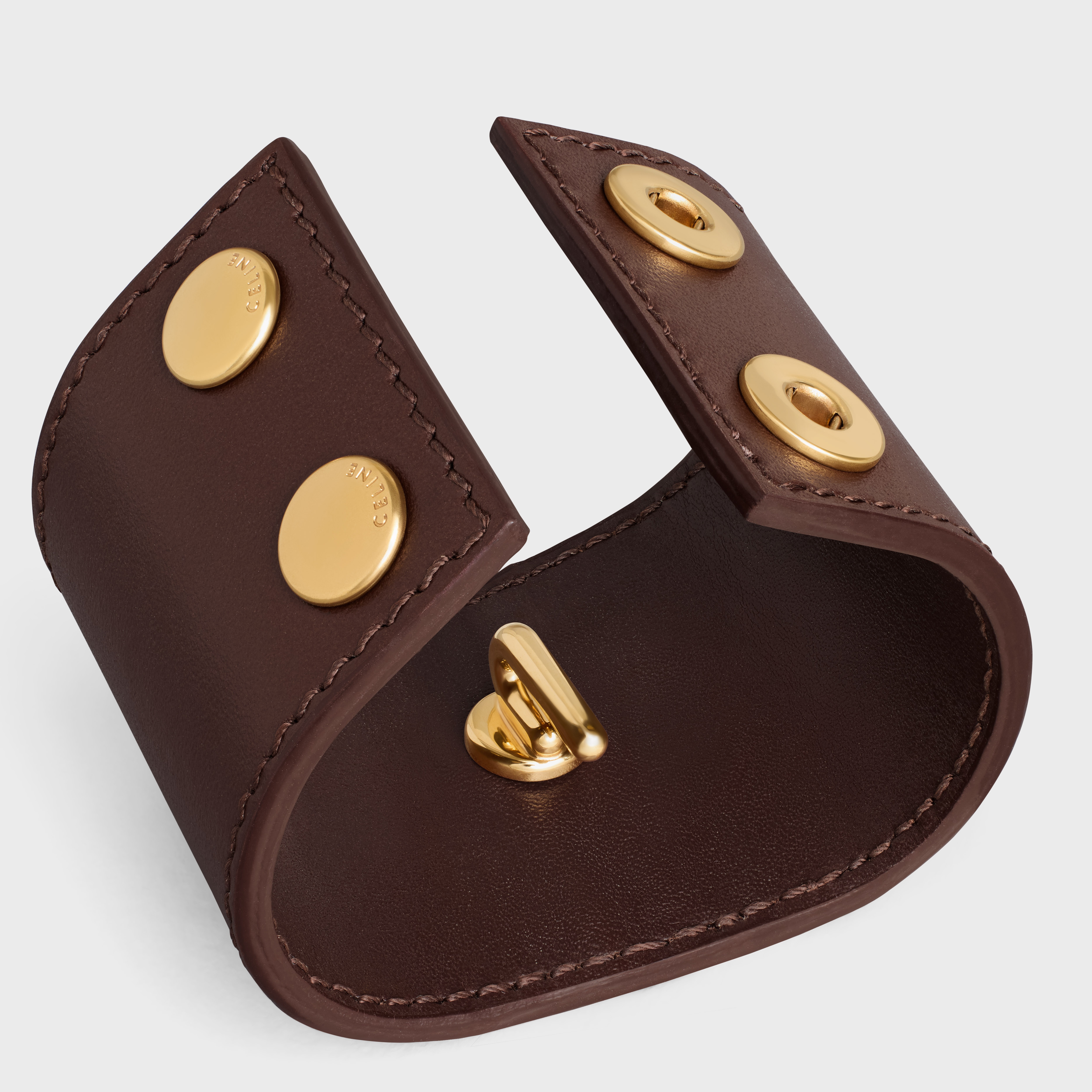 Triomphe Hair Cuff in Calfskin and Brass with Gold Finish - 4