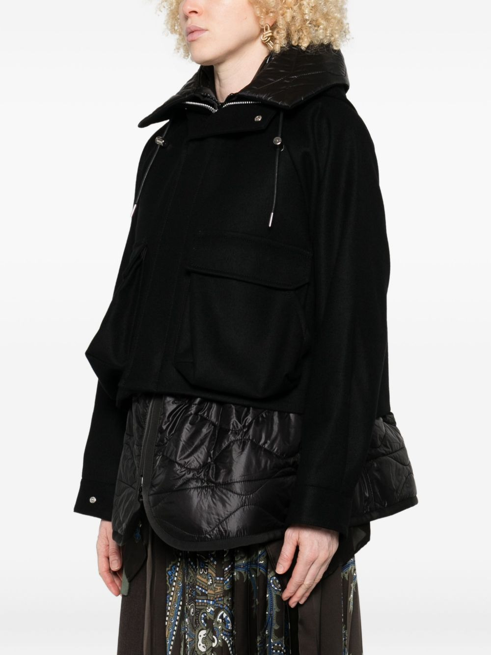 hooded quilted panel jacket - 3