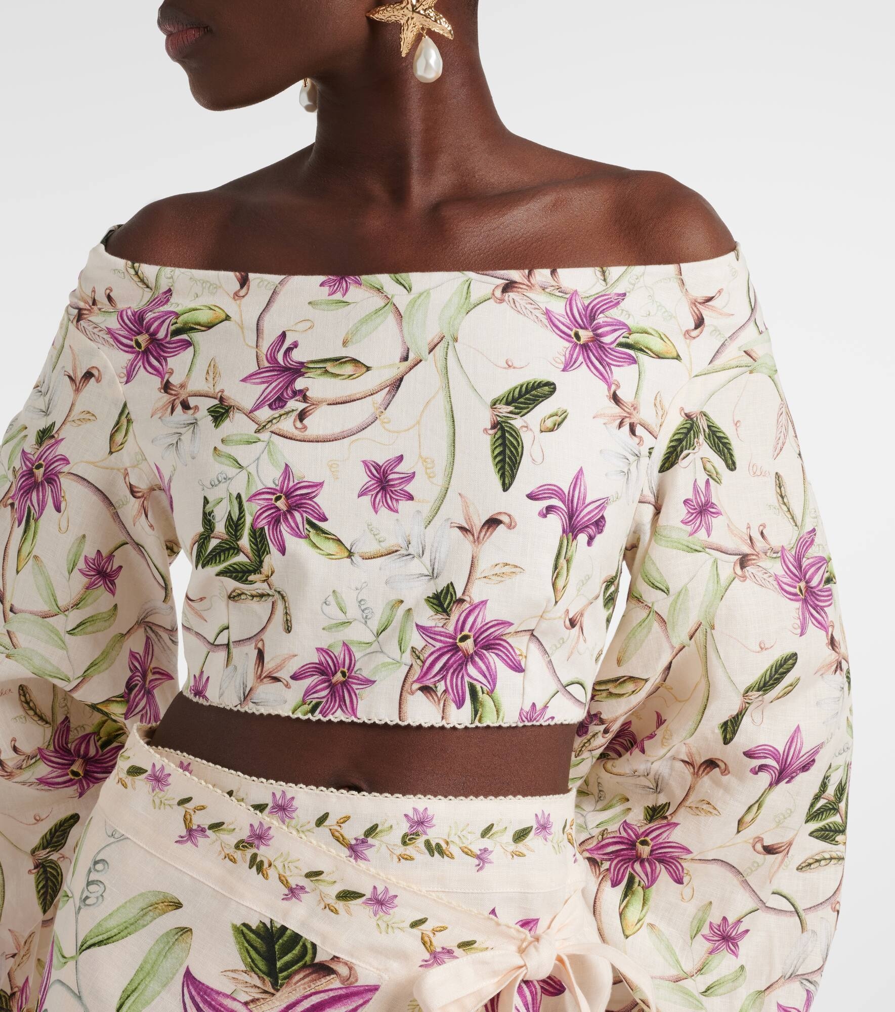 Duria floral linen crop top - 4