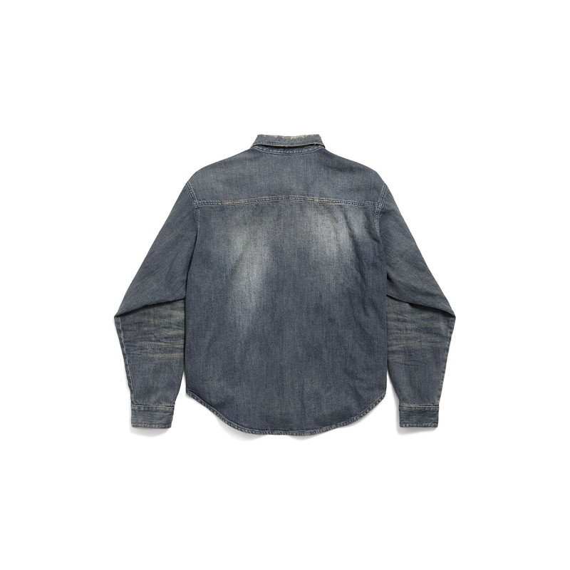 BALENCIAGA Men's Denim Overshirt in Blue outlook
