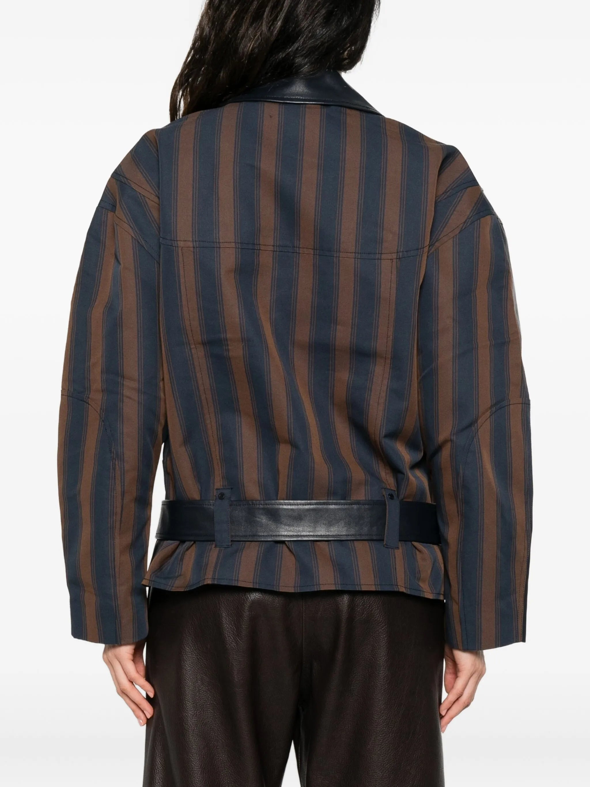 Stine Goya Belted Stripe-detail Biker Jacket - 4