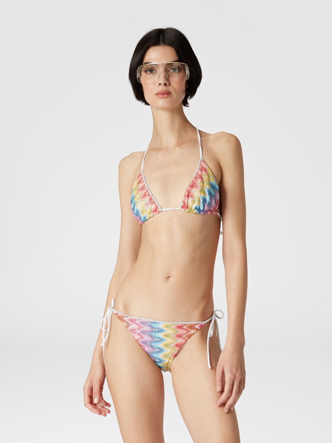Coated cotton-blend lace bikini - 2