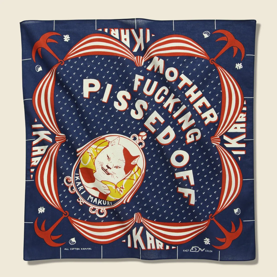 Ikarimakuri "Pissed Off" Bandana - Navy - 1