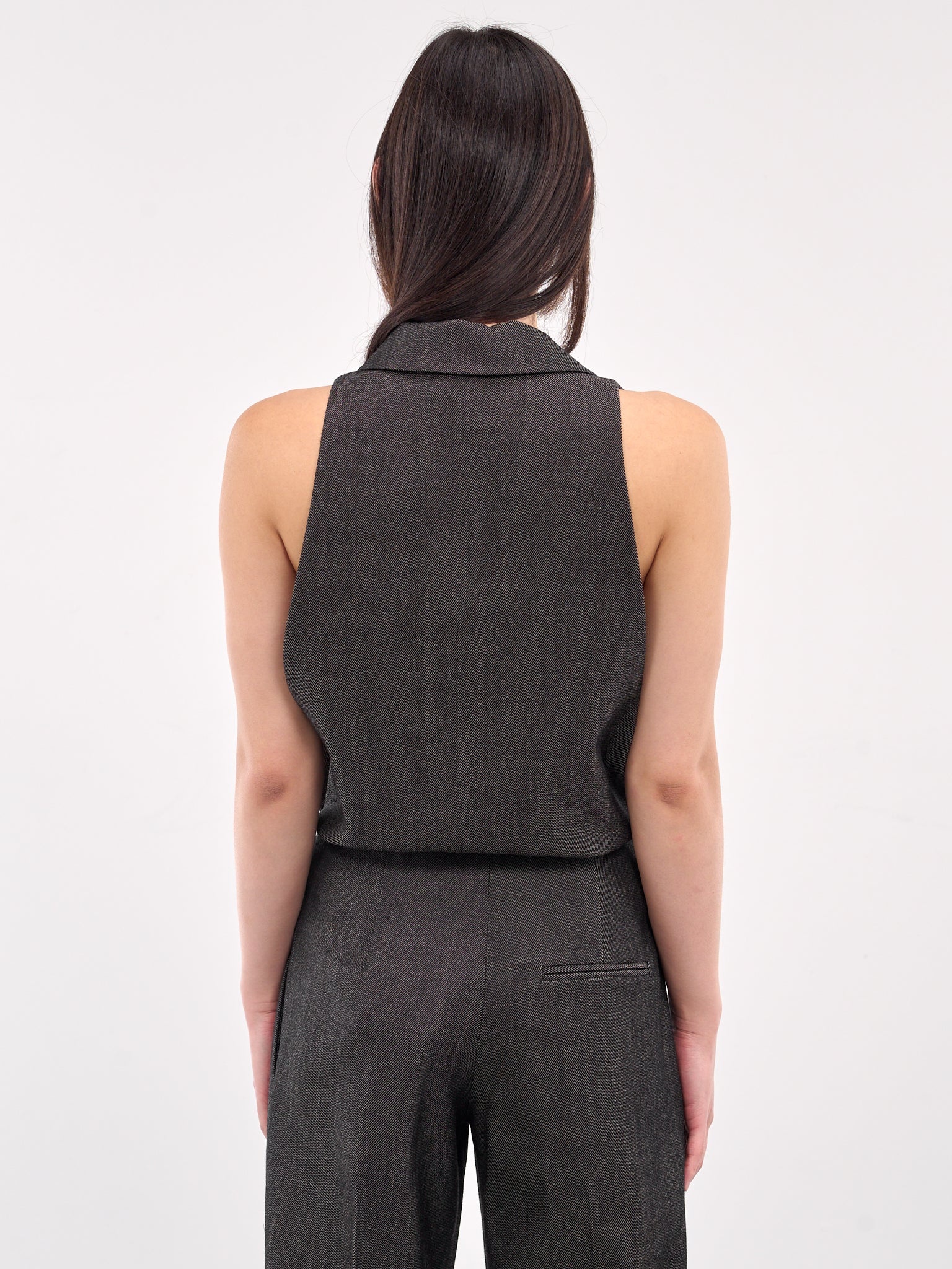 Halterneck Peaked Lapel Bodysuit - 3