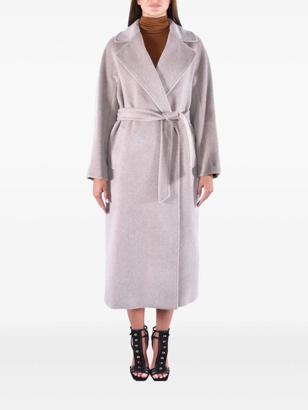 belted kimono-sleeve coat - 1