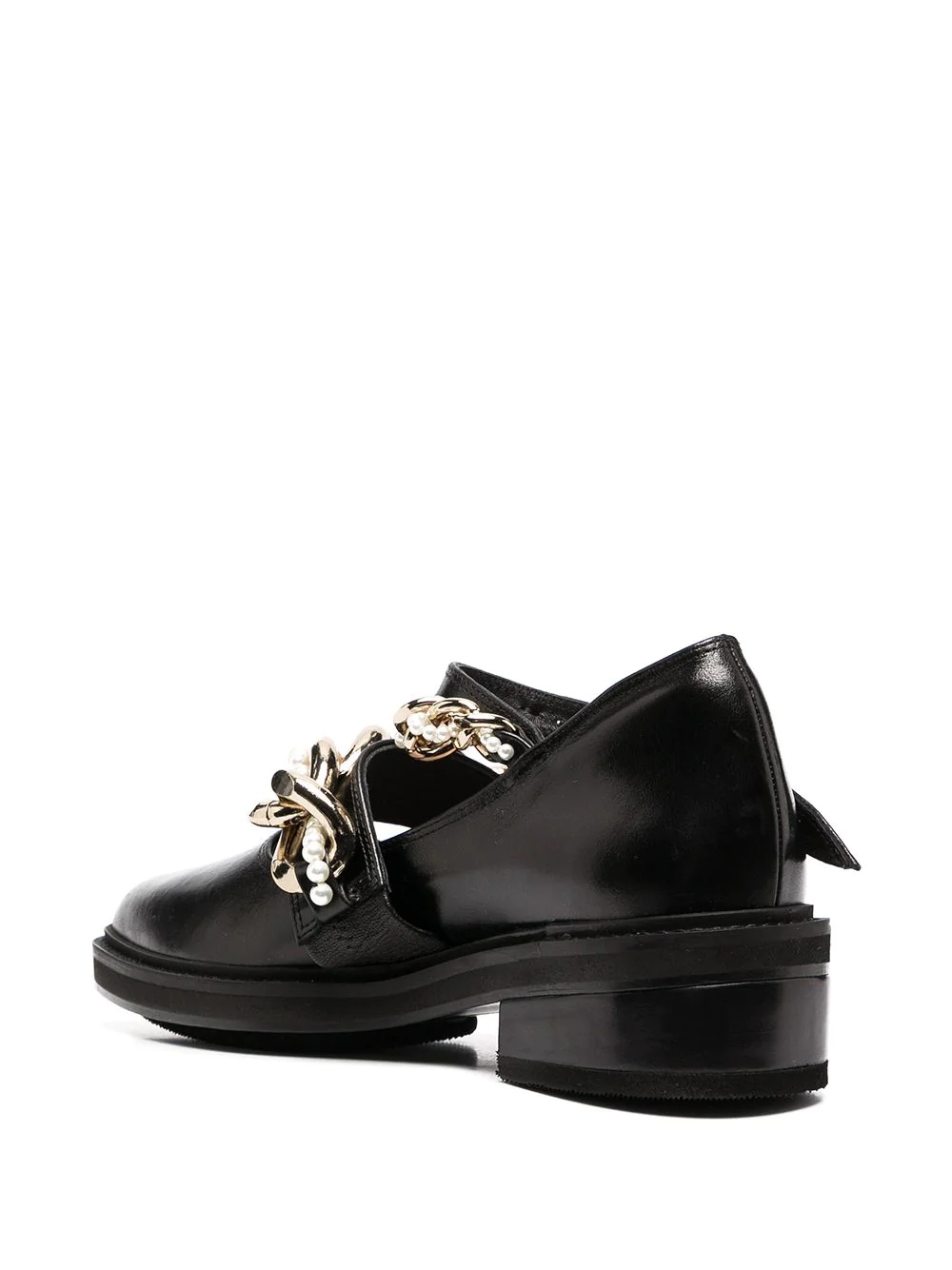 chain-link pointed toe loafers - 3