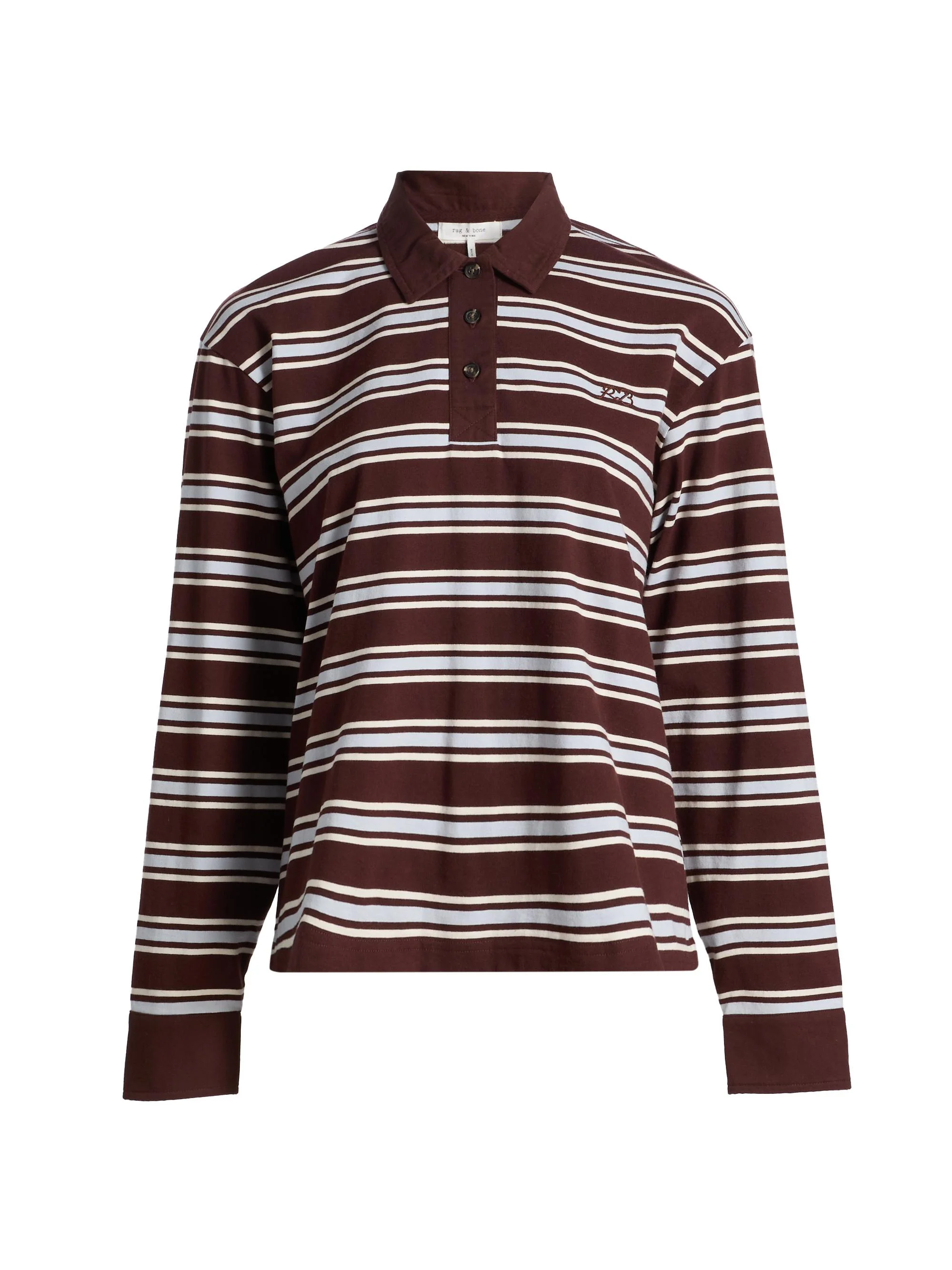 Women's RB Rugby Stripe Polo Shirt - Brown Multi - 1